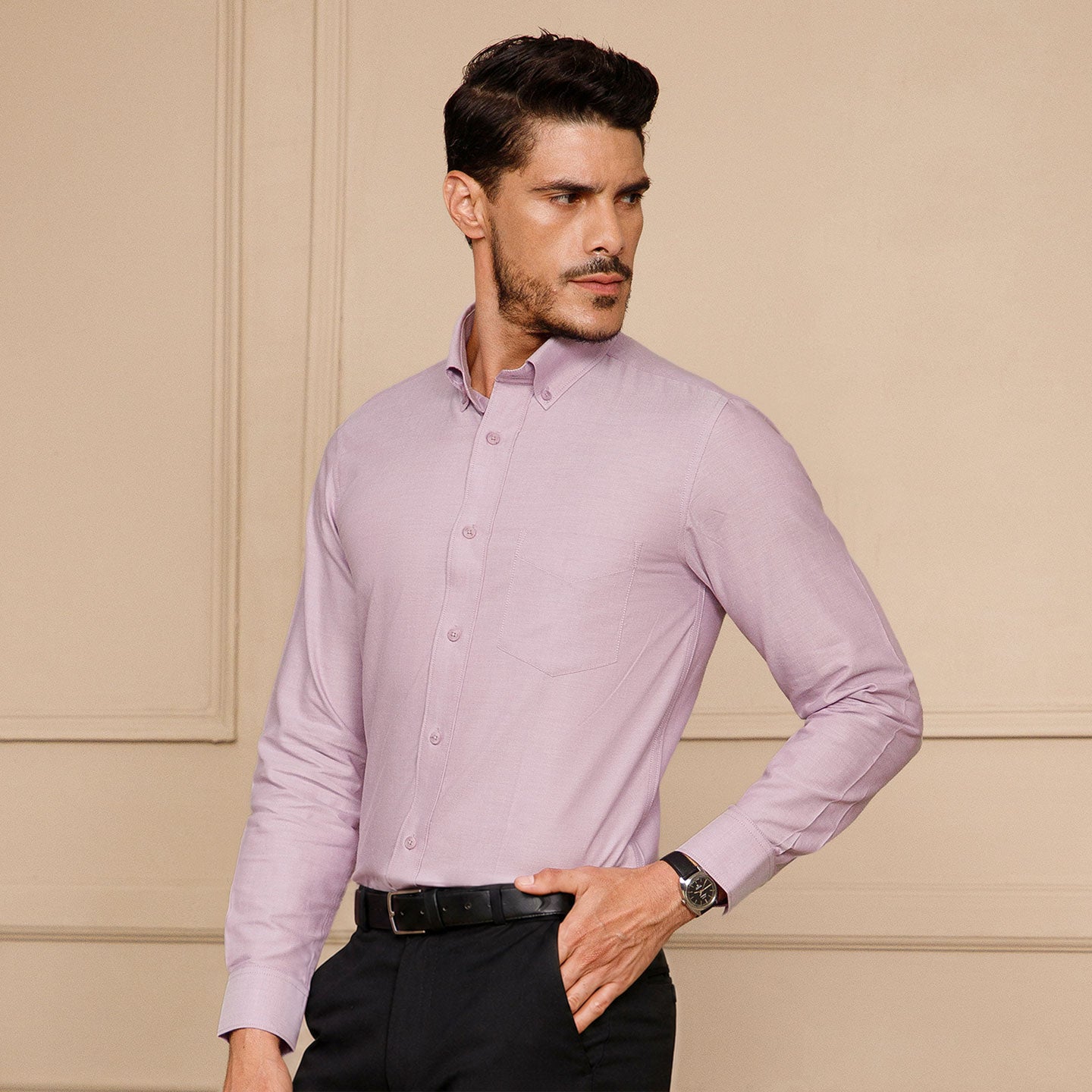 Regal Oxford Solid Shirt In Lilac