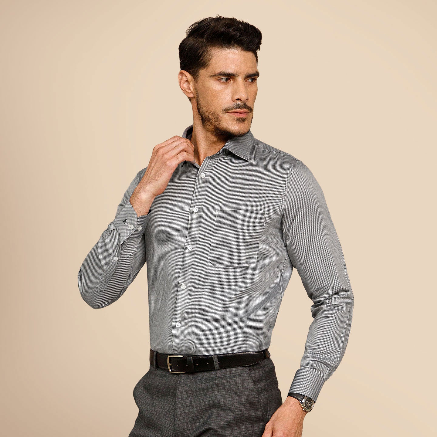 Shepherd Houndstooth Shirt In Smokey Black
