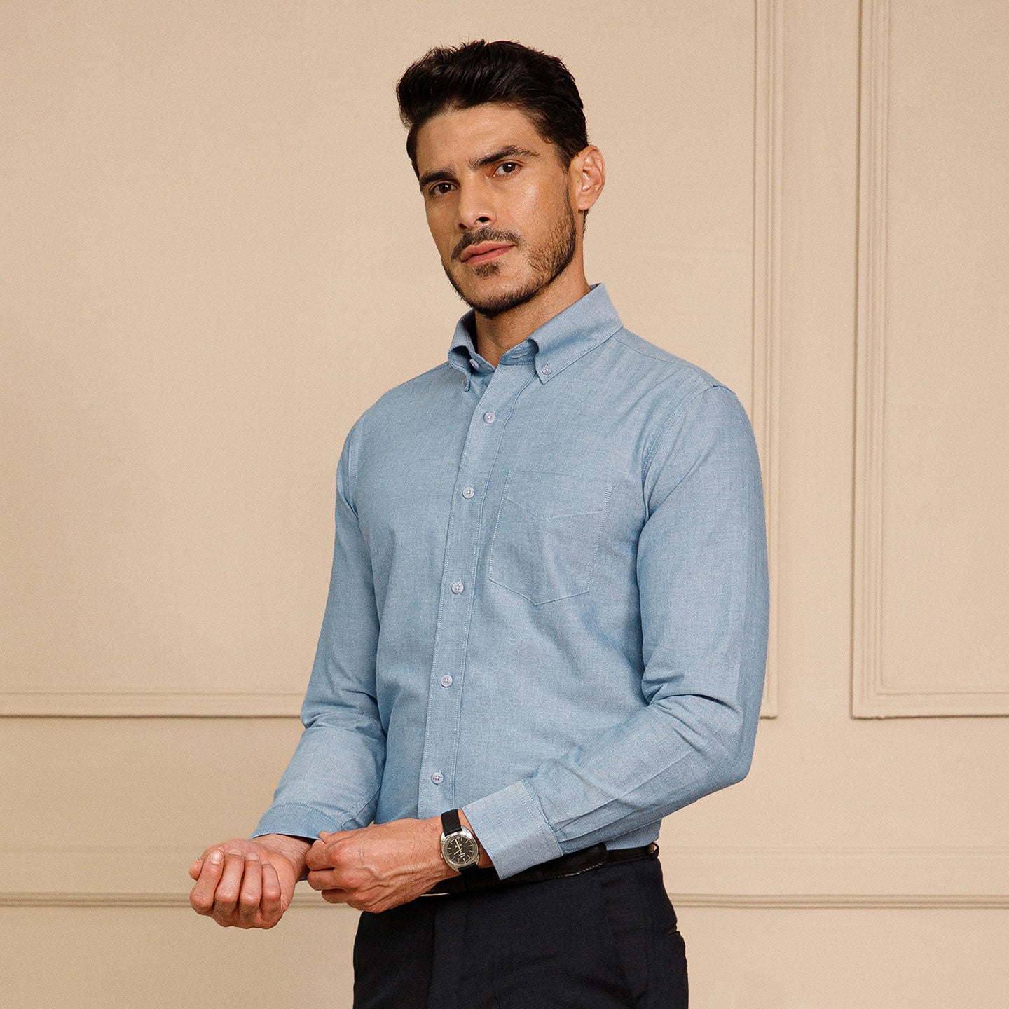 Regal Oxford Solid Shirt in Ice Blue