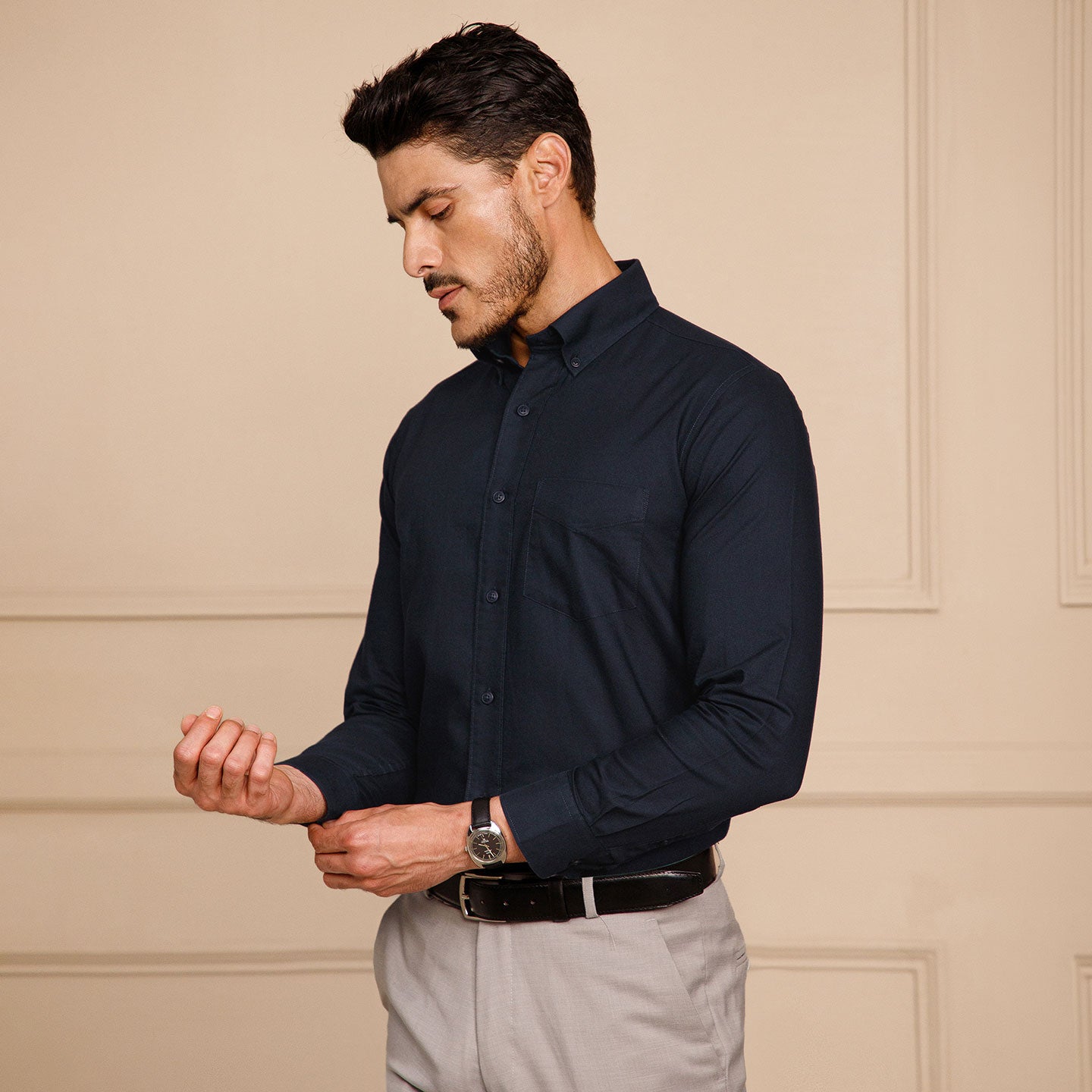 Regal Oxford Solid Shirt In French Navy