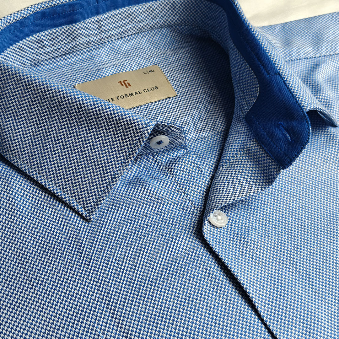 Shepherd Houndstooth Shirt In Arctic Blue