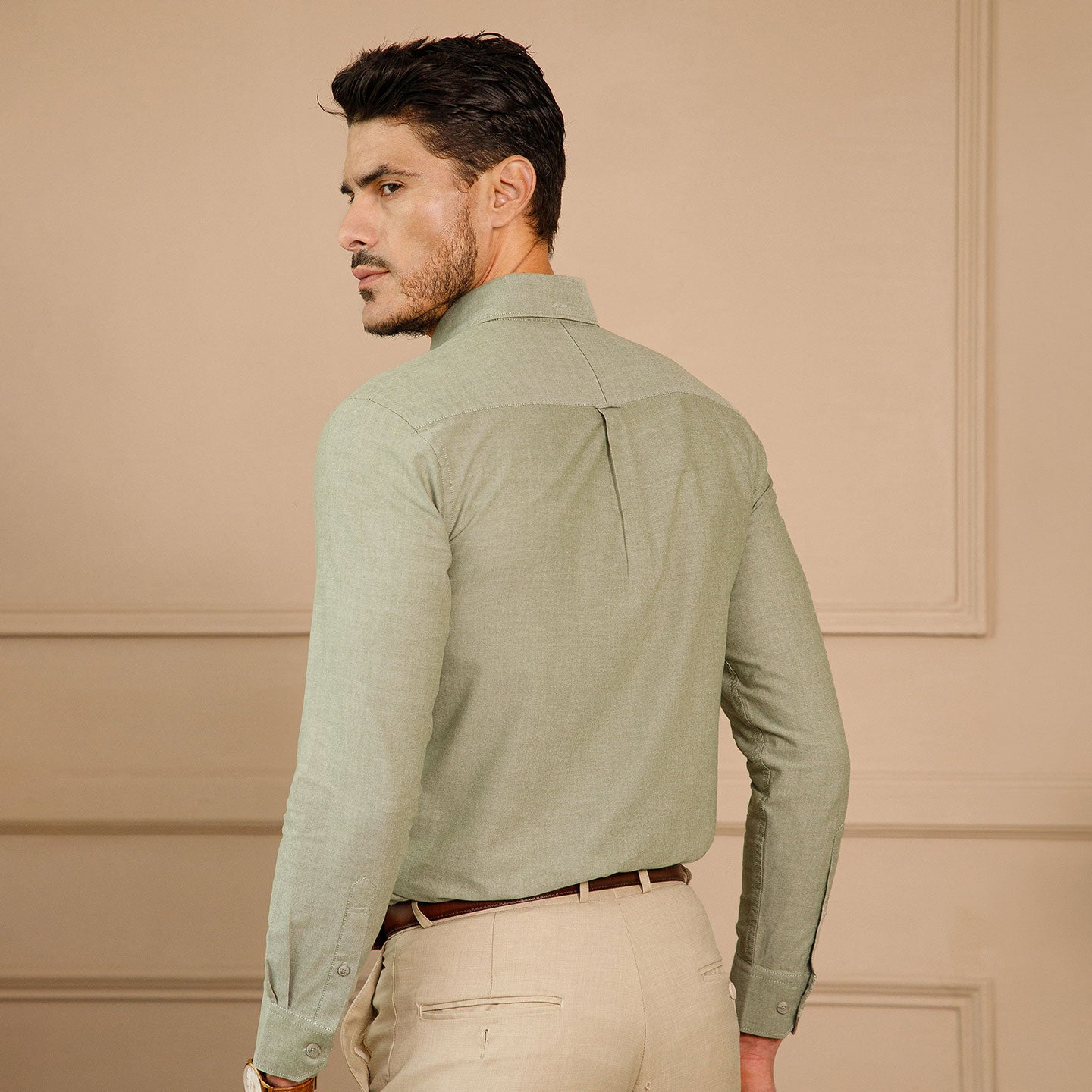 Regal Oxford Solid Shirt In Sage Green