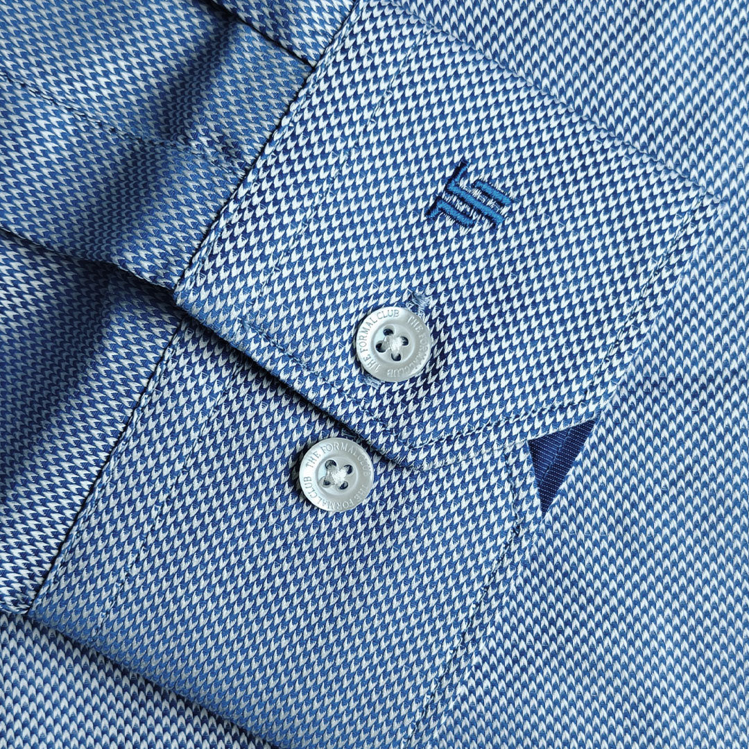 Shepherd Houndstooth Shirt In Arctic Blue