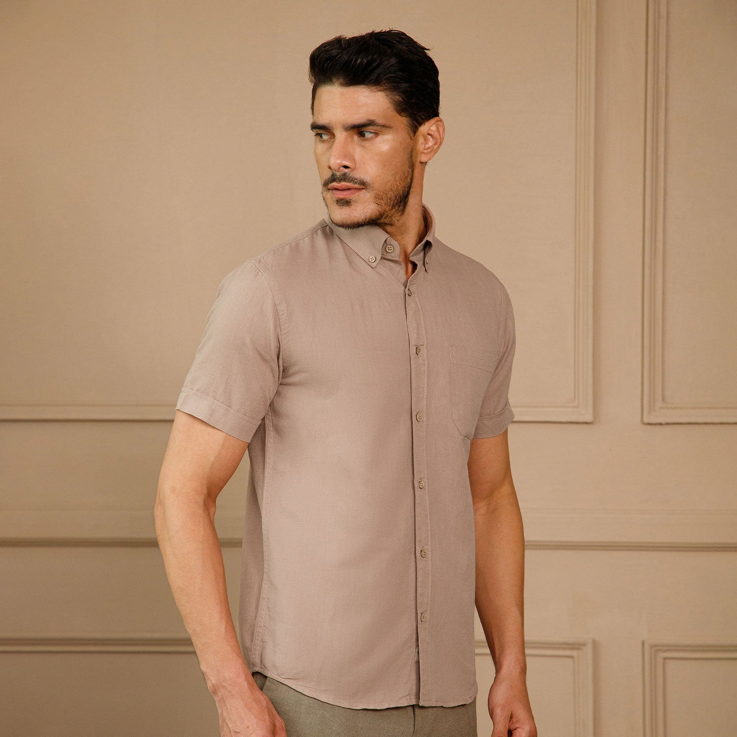 Breeze Linen Half Sleeves Shirt In Velvet Rose