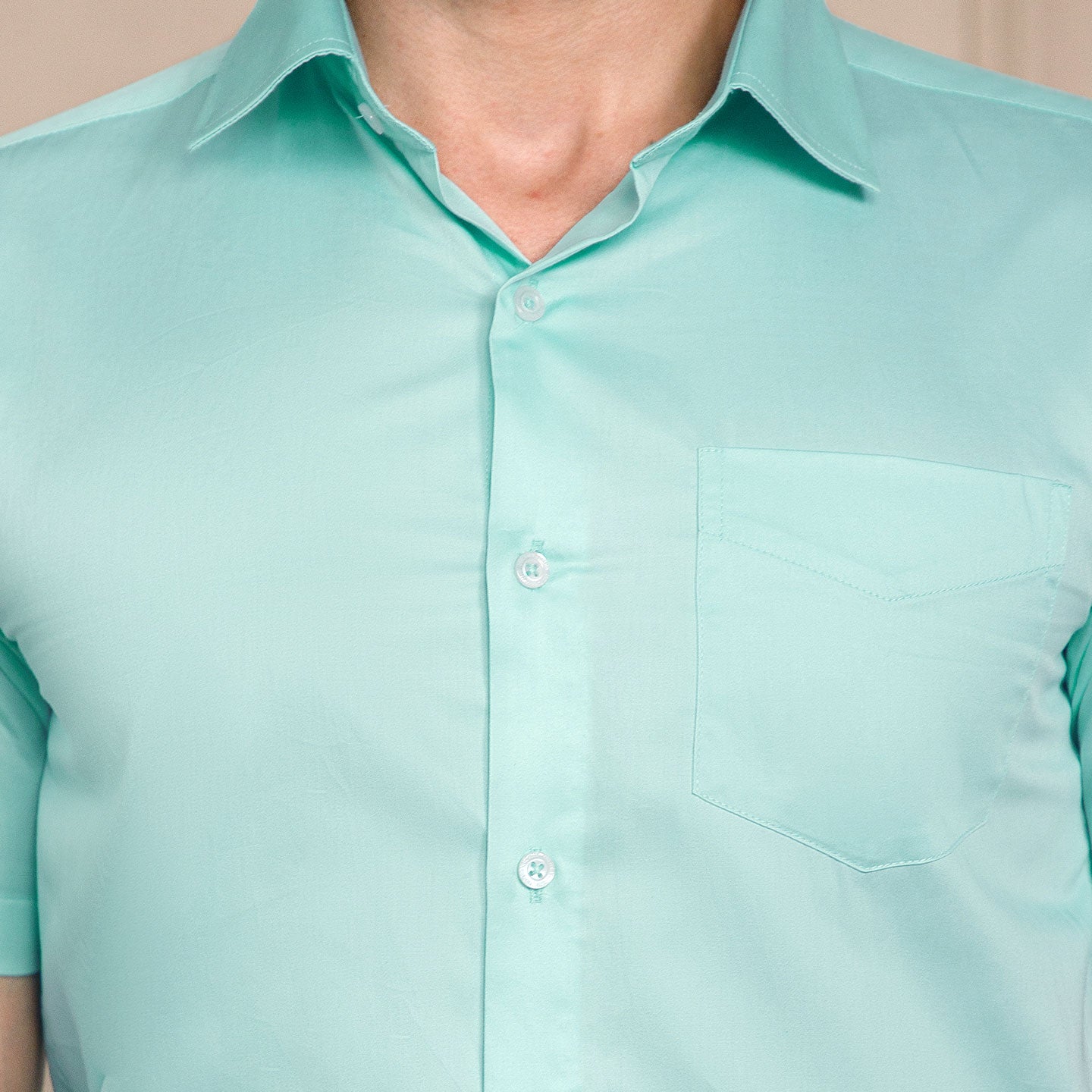 Ashley Half Sleeves Giza Cotton Shirt In Fresh Aqua