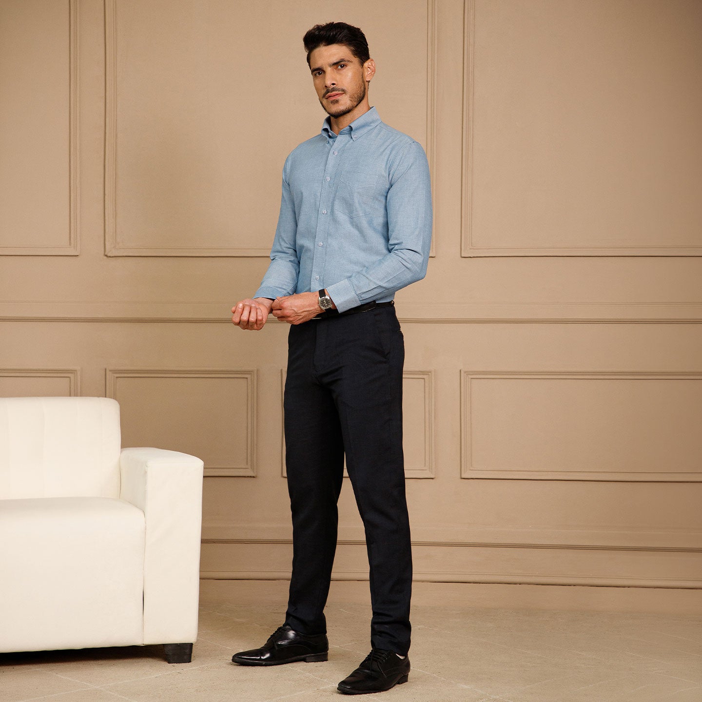 Regal Oxford Solid Shirt in Ice Blue