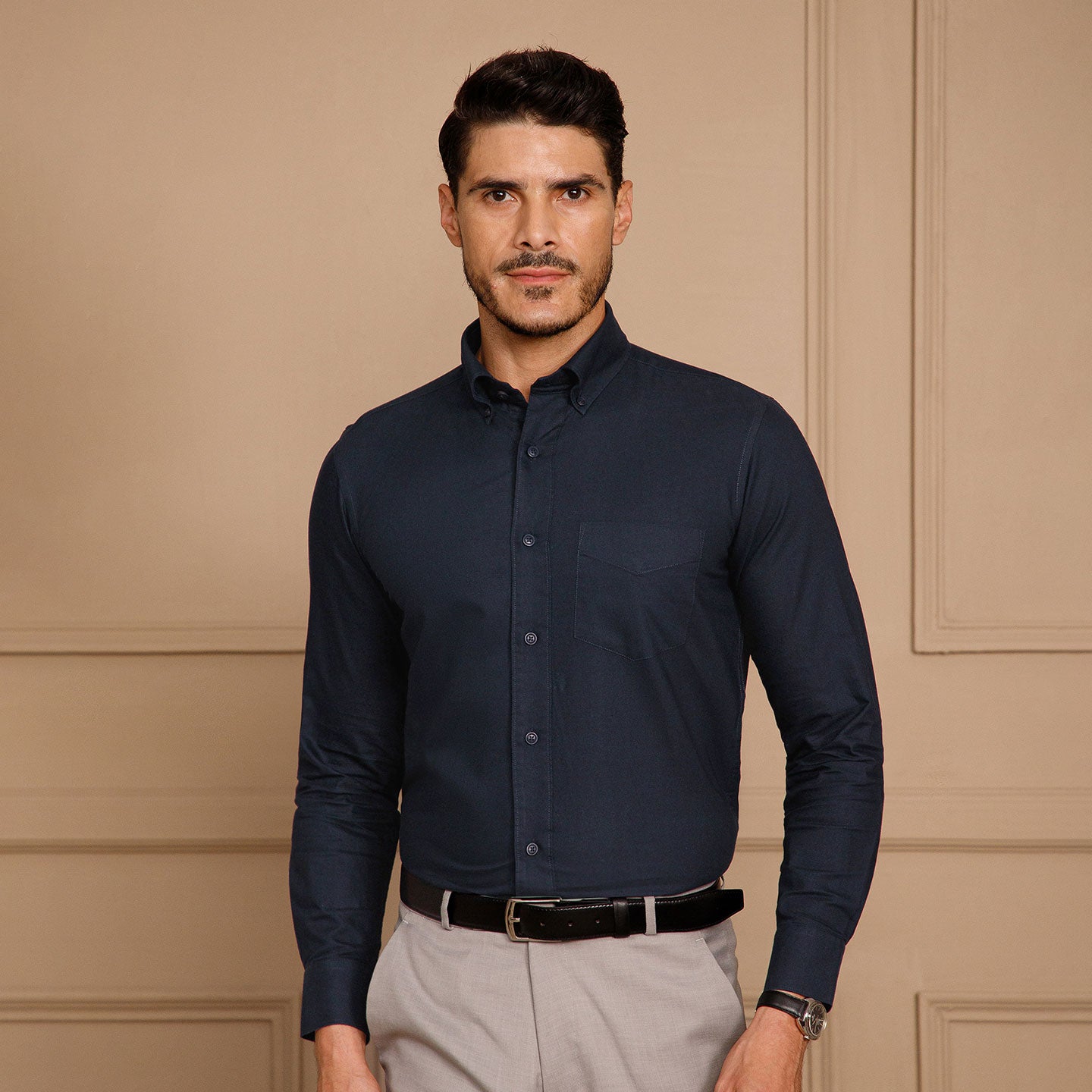 Regal Oxford Solid Shirt In French Navy