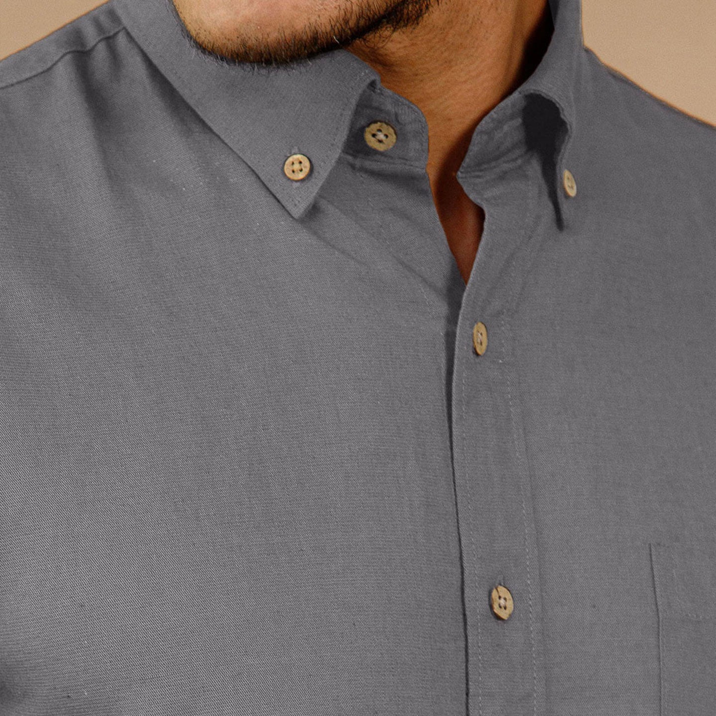 Breeze Linen Full Sleeves Shirt In Concrete Grey