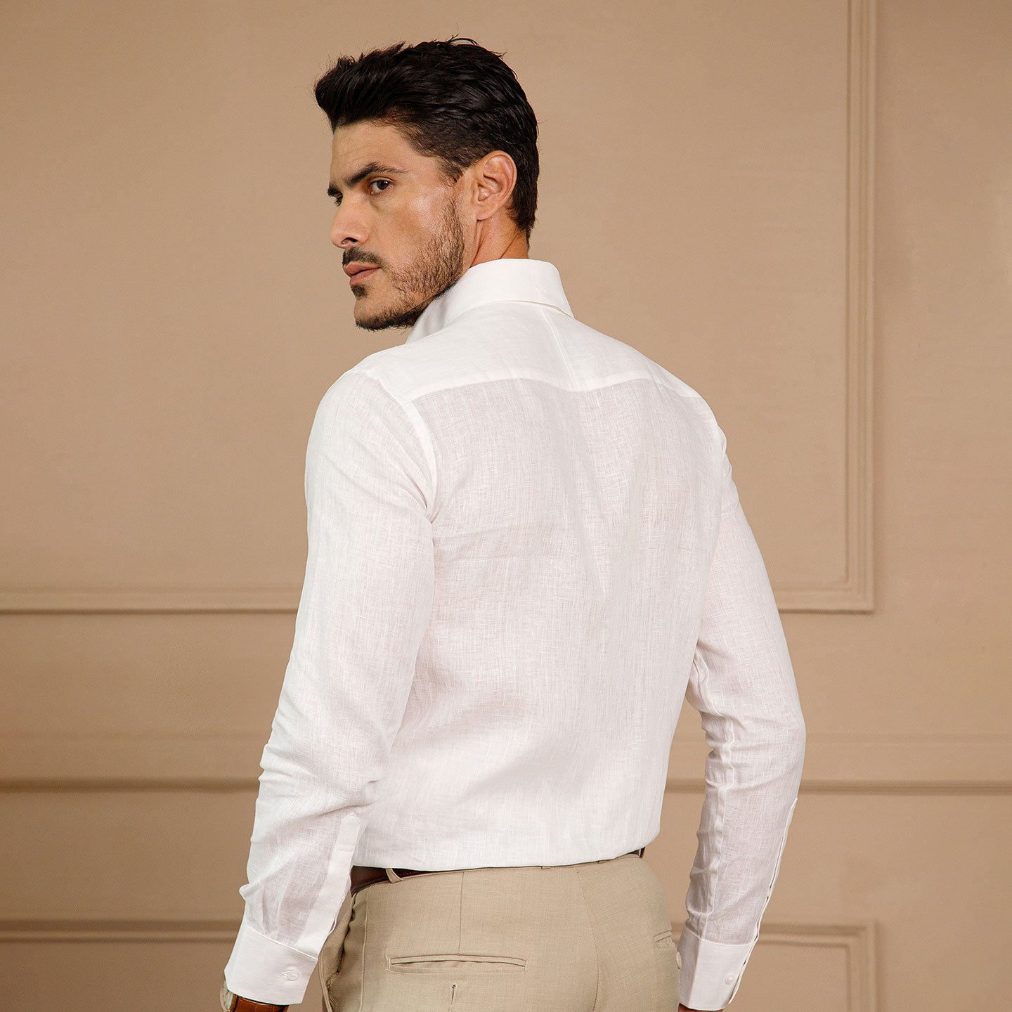 Cedar Pure Linen Full Sleeves Shirt in Snow