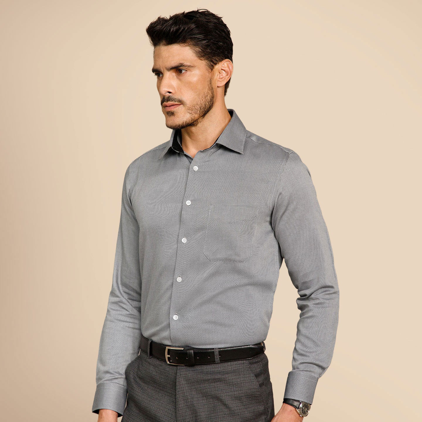 Shepherd Houndstooth Shirt In Smokey Black