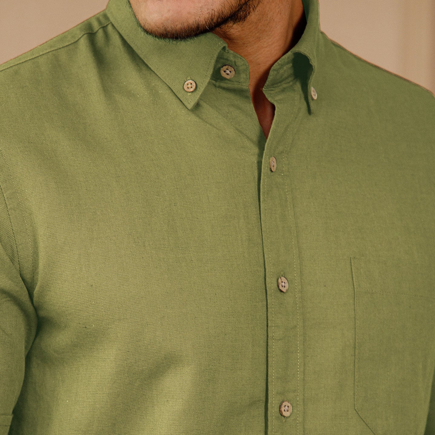 Breeze Linen Half Sleeves Shirt In Forest Green
