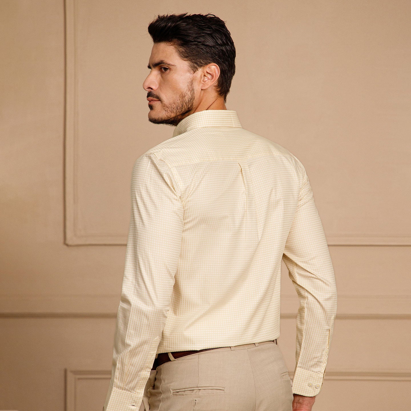 Gingham 2 Ply Check Shirt In Ochre