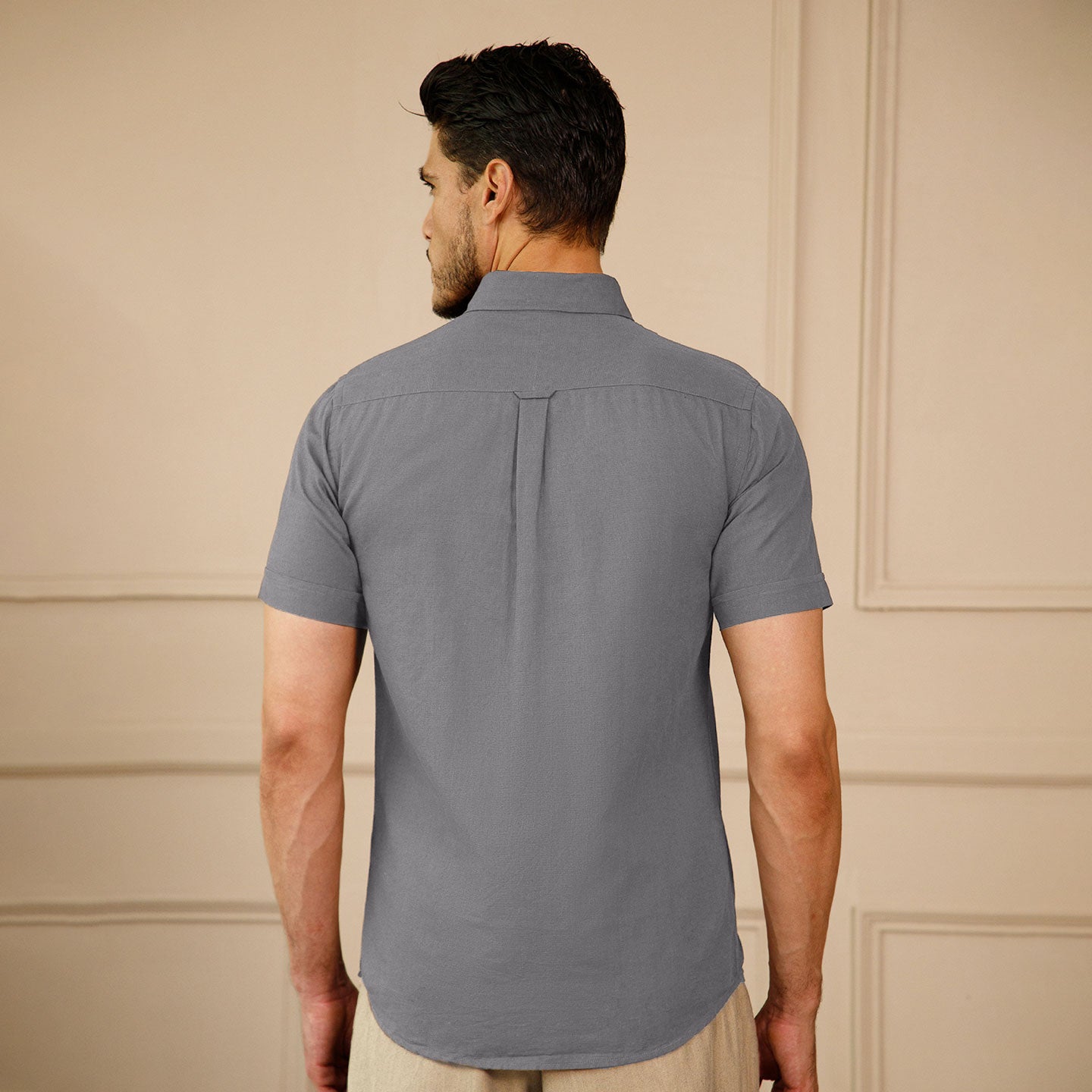 Breeze Linen Half Sleeves Shirt In Ash Grey