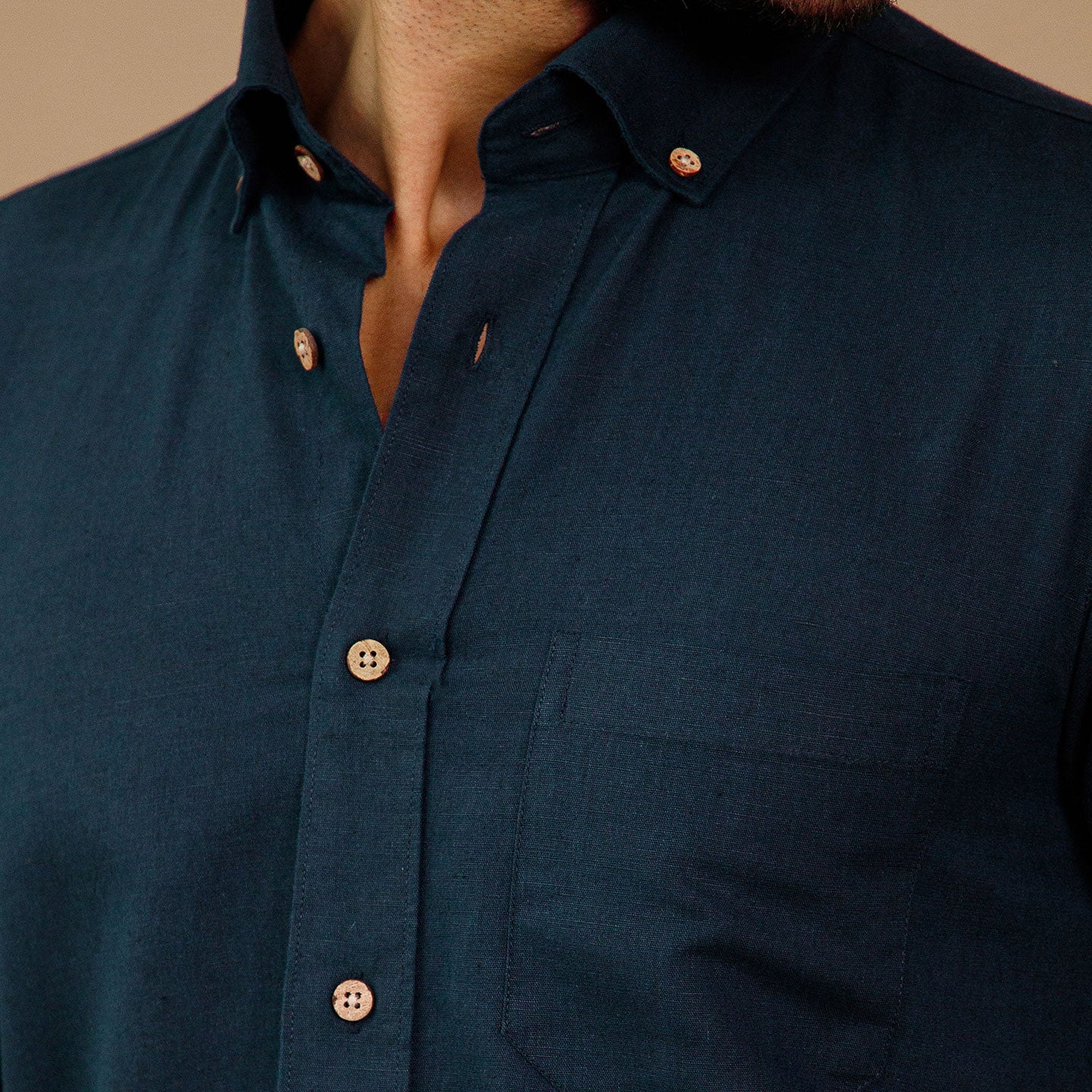Breeze Linen Half Sleeves Shirt in Navy Saphire