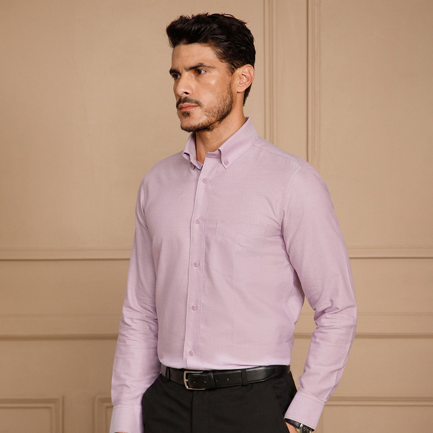 Regal Oxford Solid Shirt In Lilac