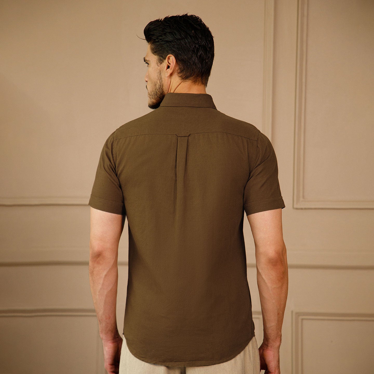 Breeze Linen Half Sleeves Shirt in Cocoa