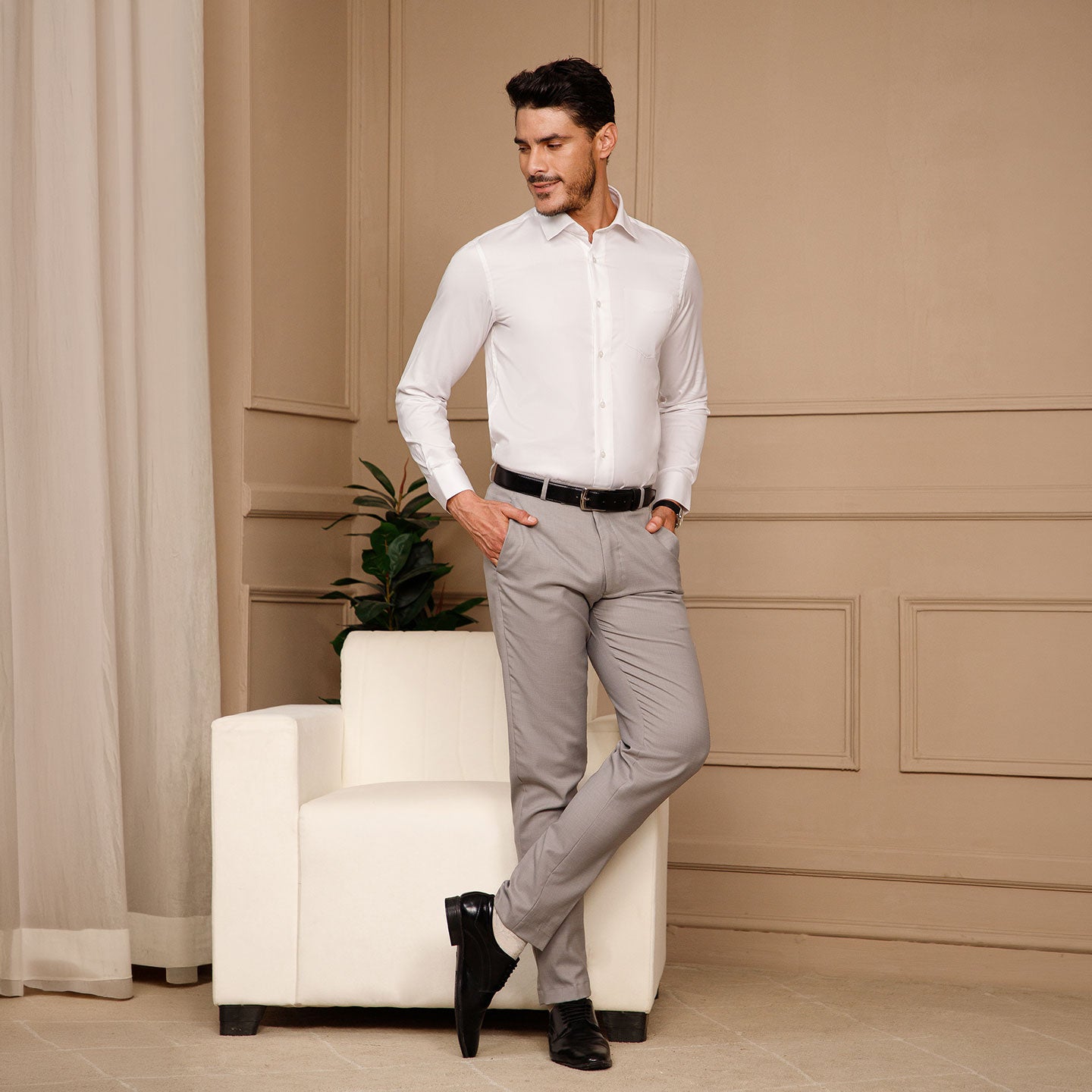 Cambridge Giza Cotton Shirt In Snow