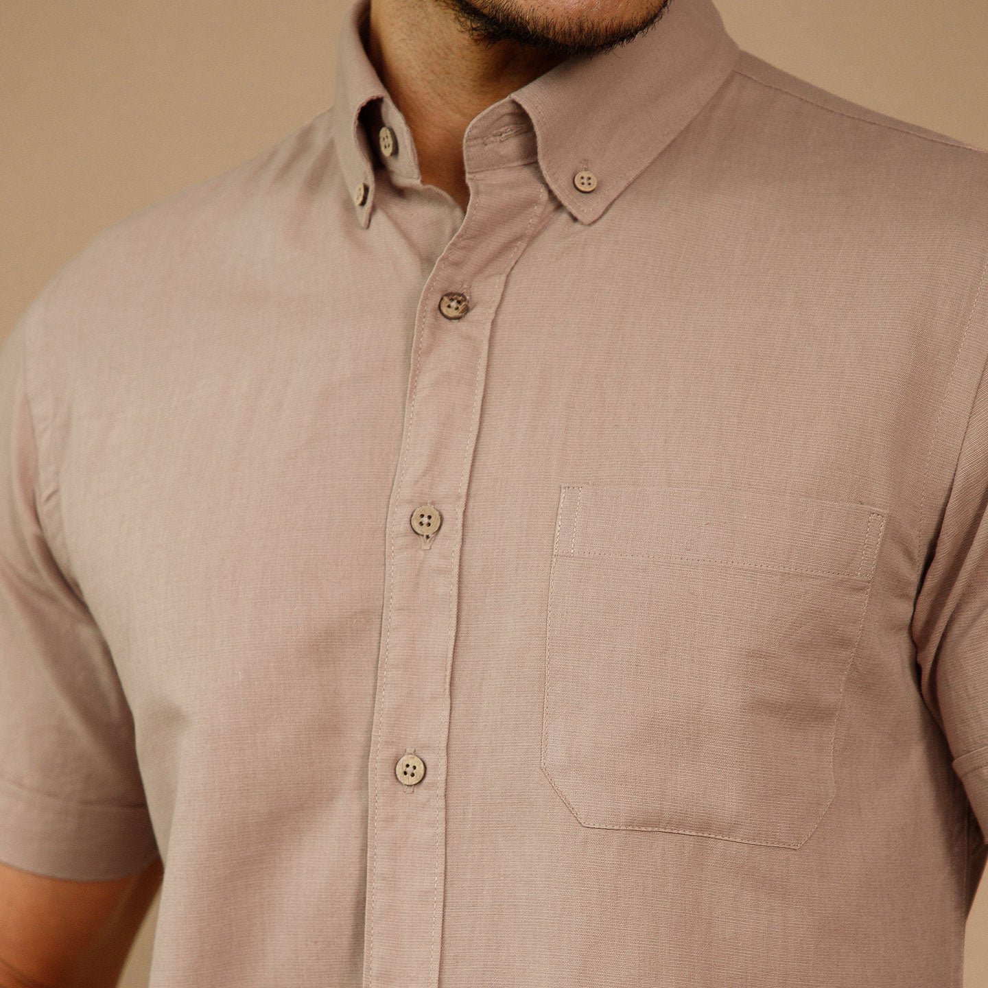 Breeze Linen Half Sleeves Shirt In Velvet Rose