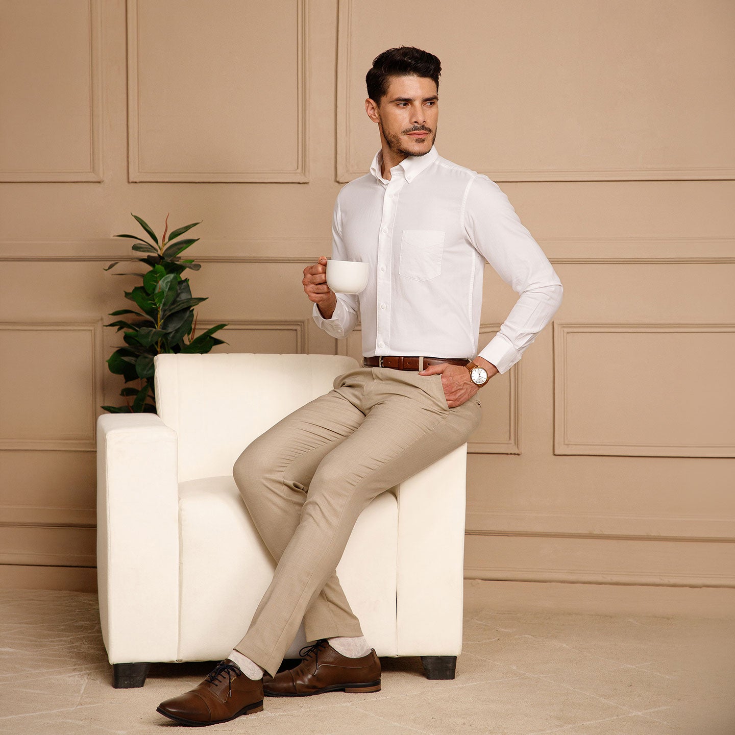 Regal Oxford Solid shirt in Cloud White