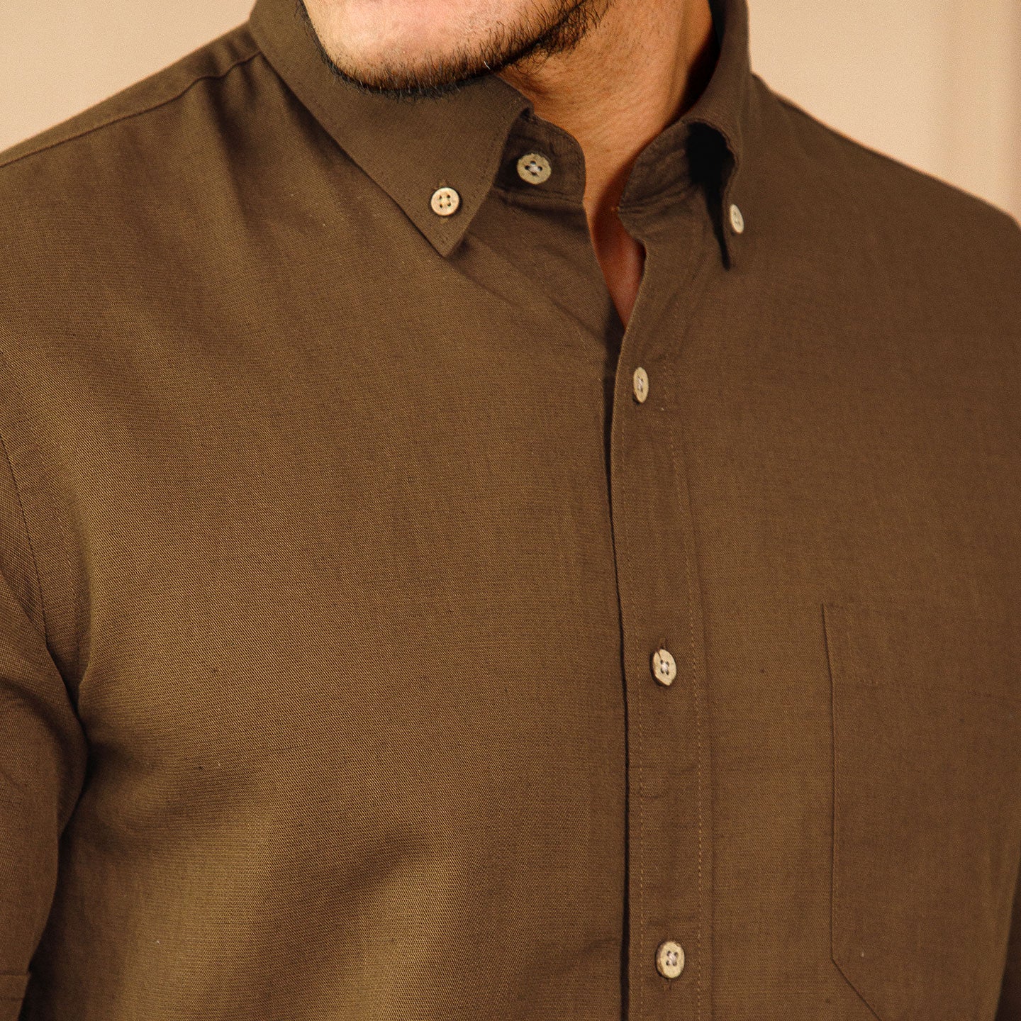 Breeze Linen Half Sleeves Shirt in Cocoa