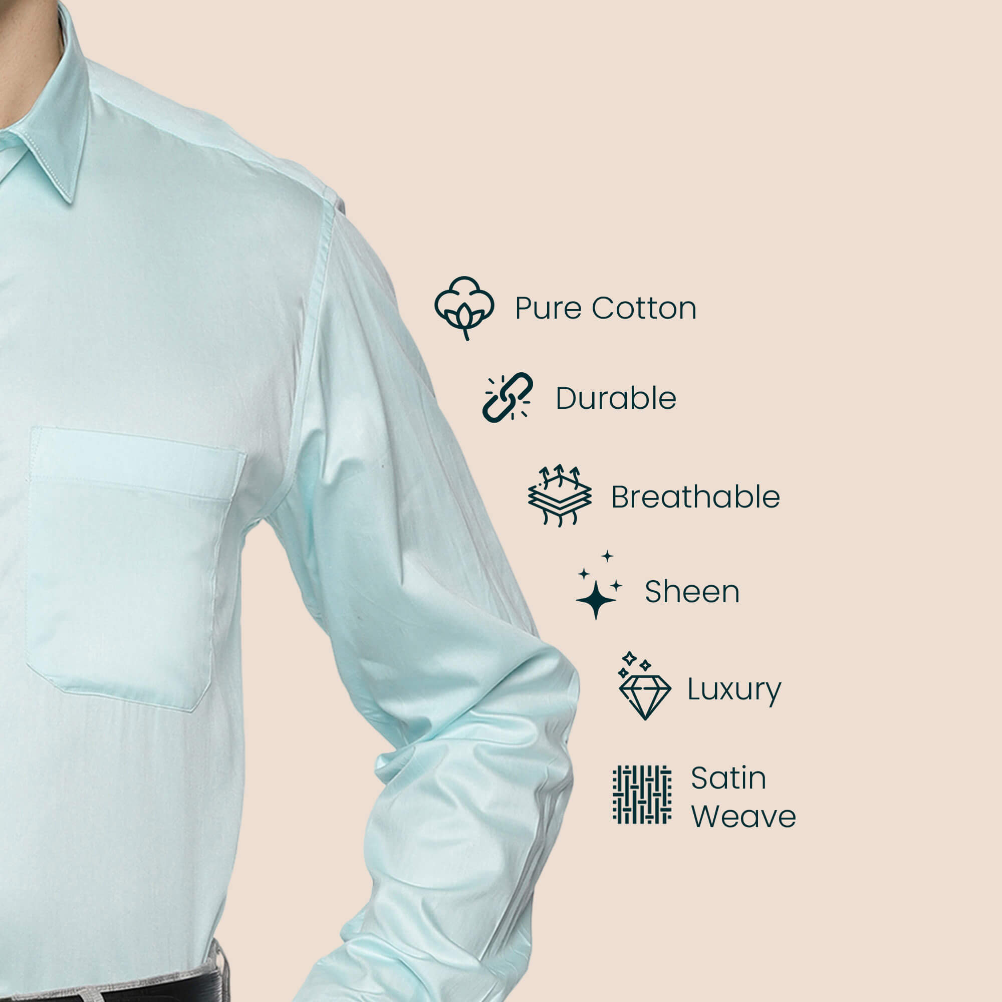 Pastel Aqua Giza Cotton Shirt For Men By TFC