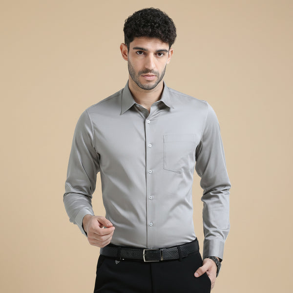 Cambridge Giza Cotton Shirt In Pewter