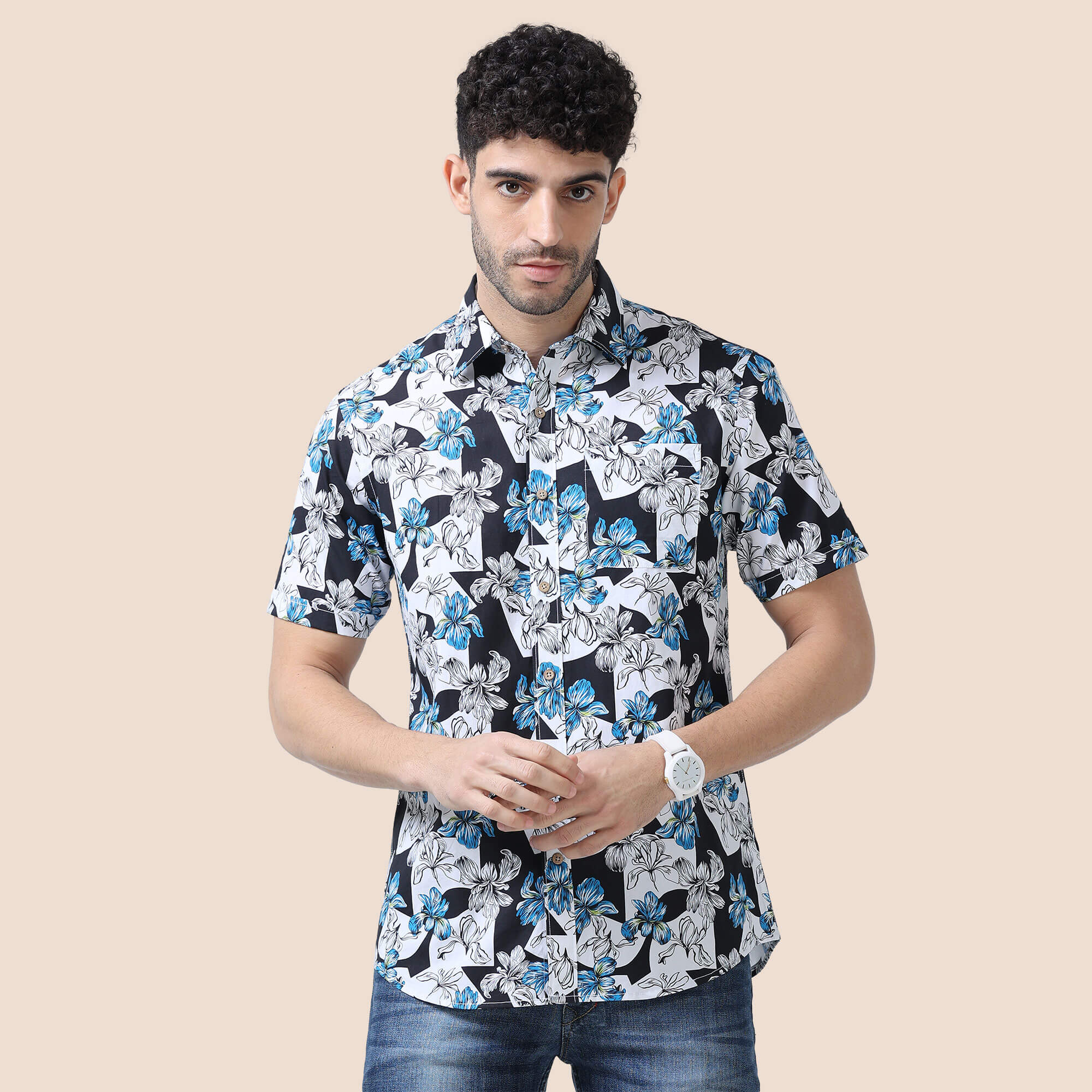 Ashley black floral cotton shirt by TFC