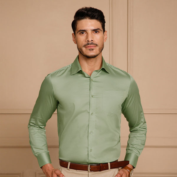 Cambridge Giza Cotton Shirt In Moss Green
