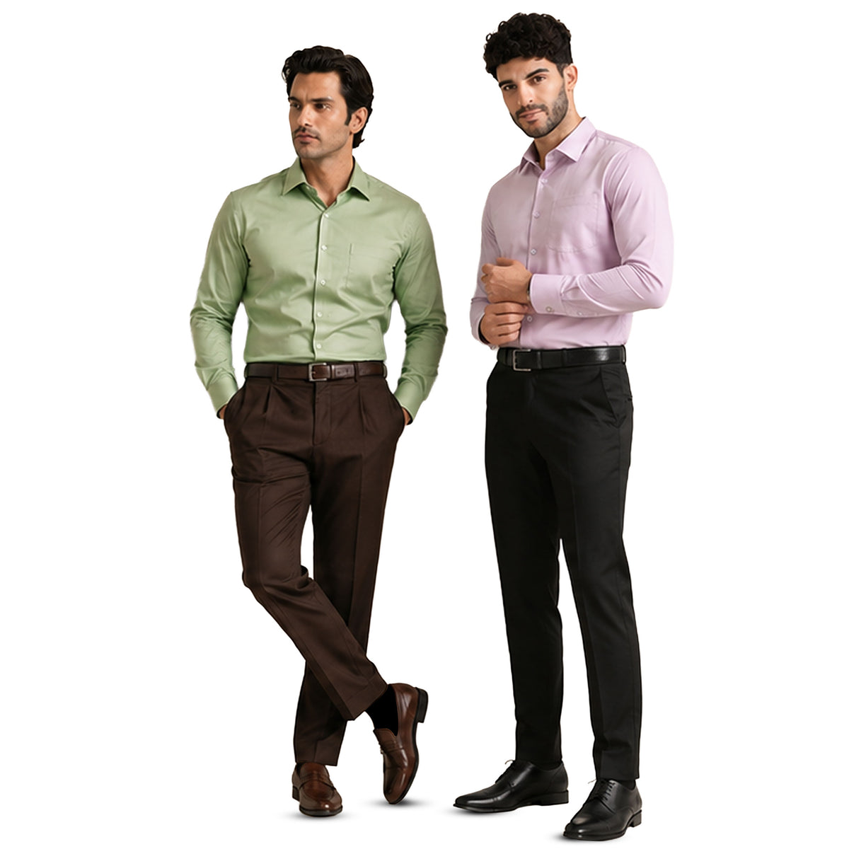 Shirts that fit your shoulders, chest, and waist.