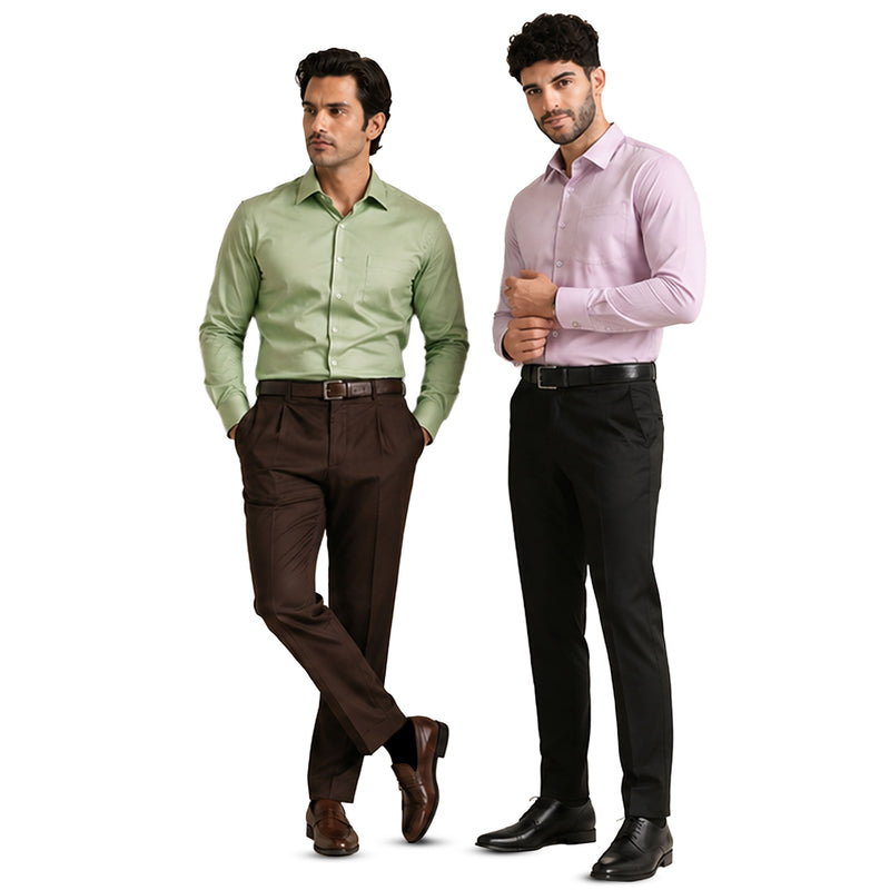 Shirts that fit your shoulders, chest, and waist.