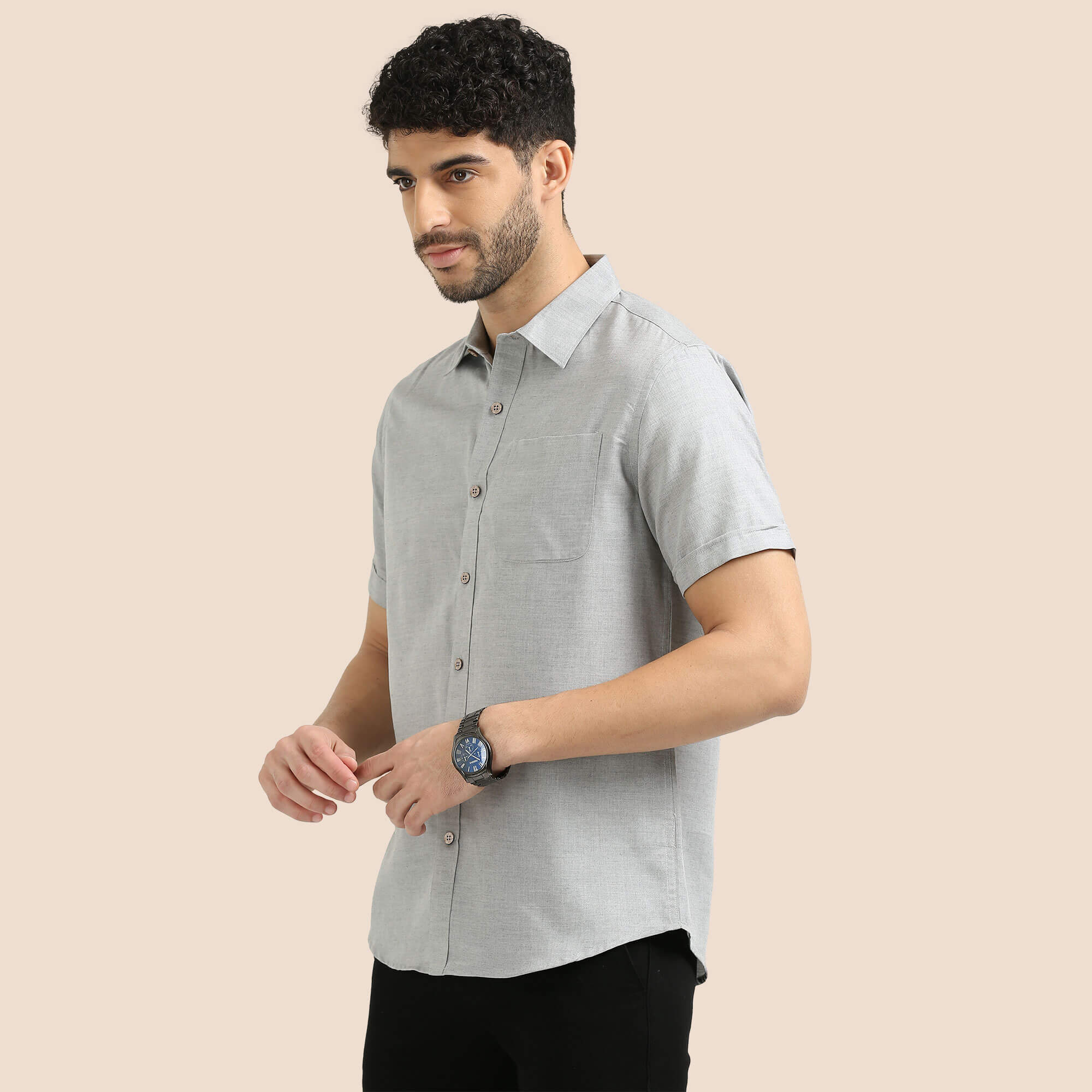 Back View of Grey Lyocell Shirt by TFC
