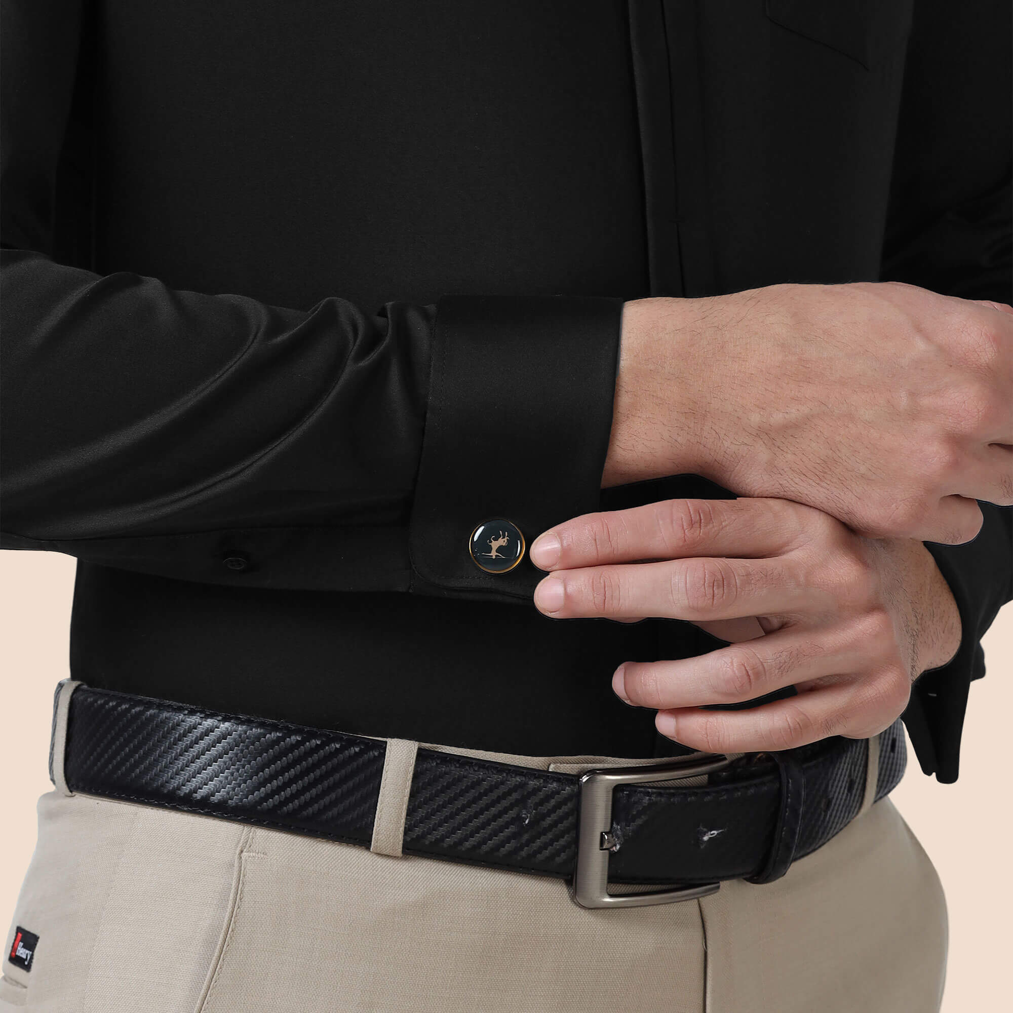 Keneth Black Shirt with Signature Concealed Placket & French Cuff