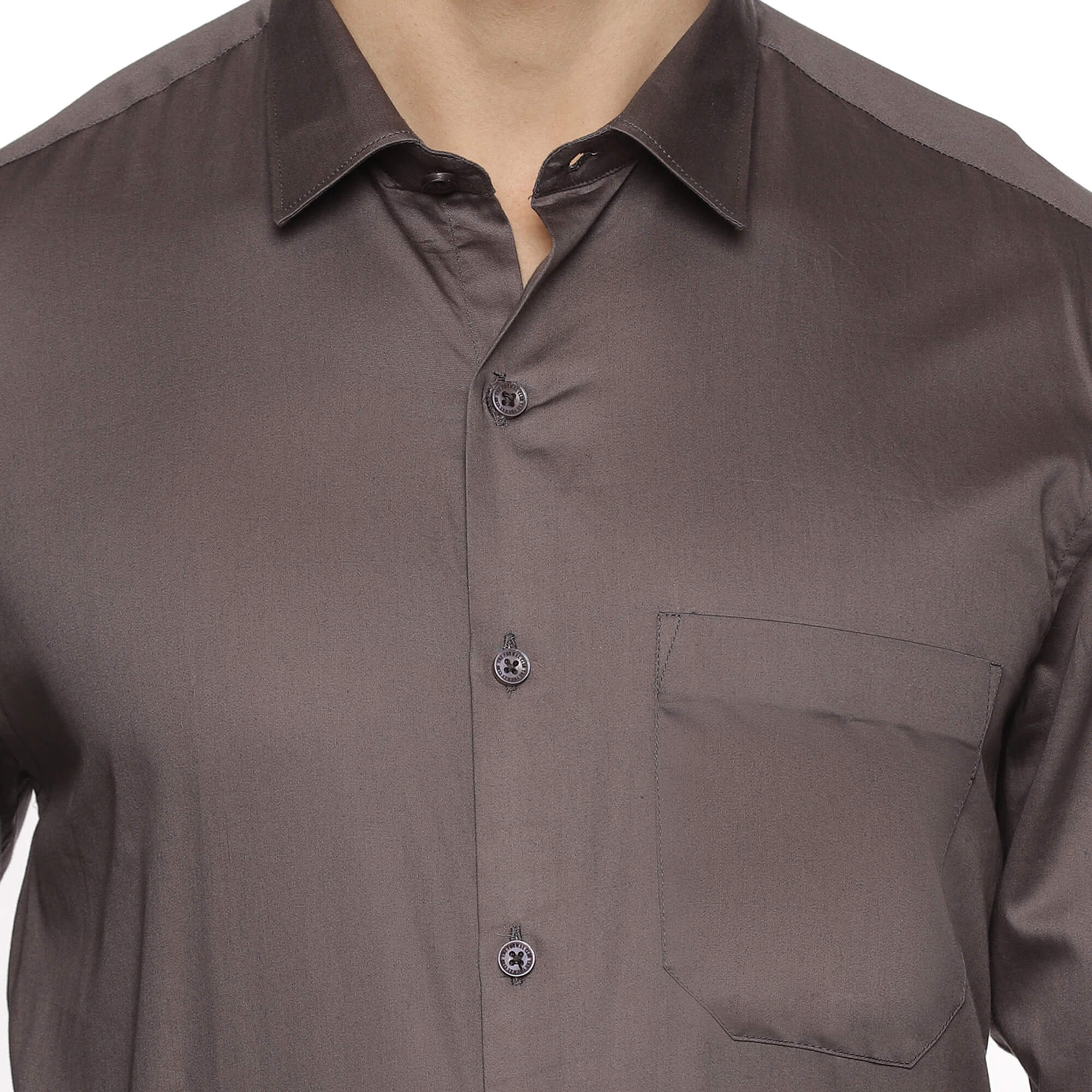Dark Steel Satin Weave Cotton Shirt For Men By TFC