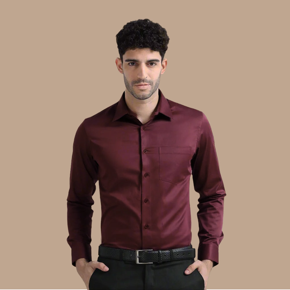 Cambridge Giza Cotton Shirt In Wineberry