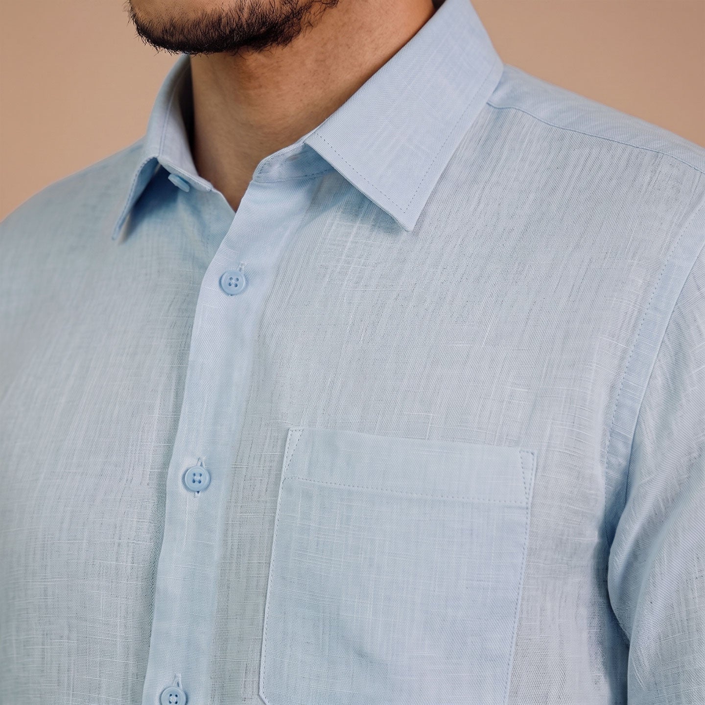 Cedar Pure Linen Full Sleeves Shirt In Sky Blue