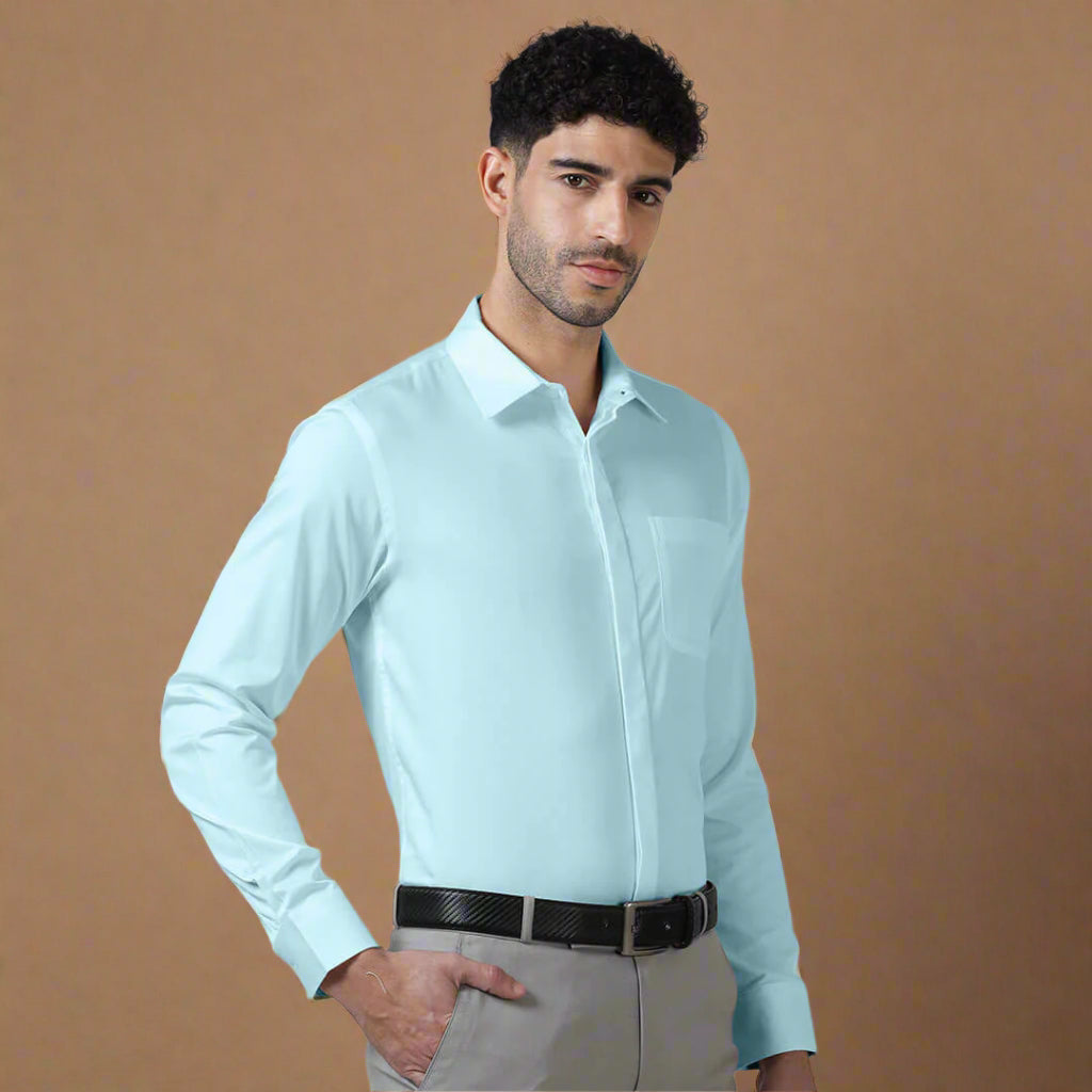 Bennet Sky Blue Shirt With Concealed Placket