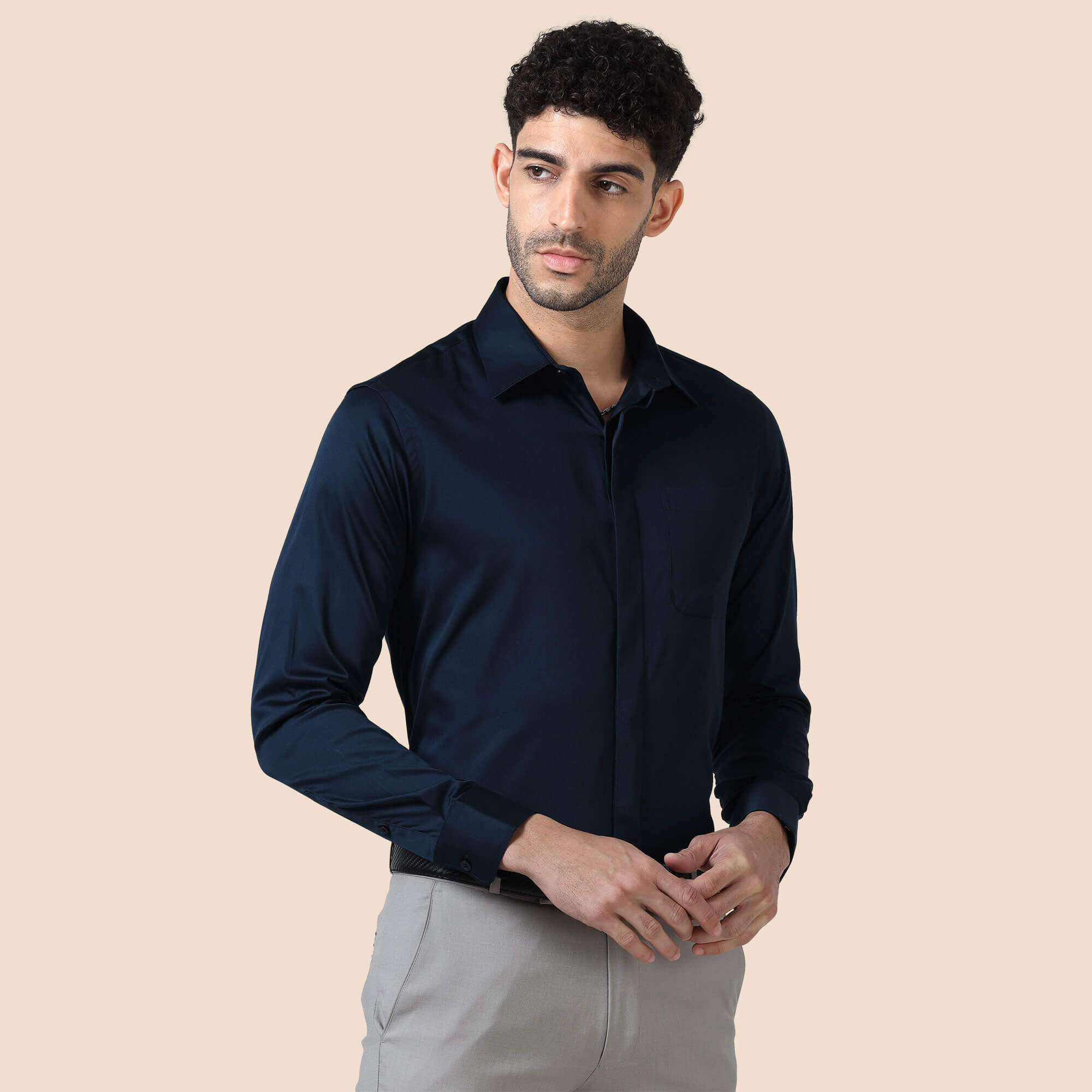 Premium navy cotton shirt by TFC