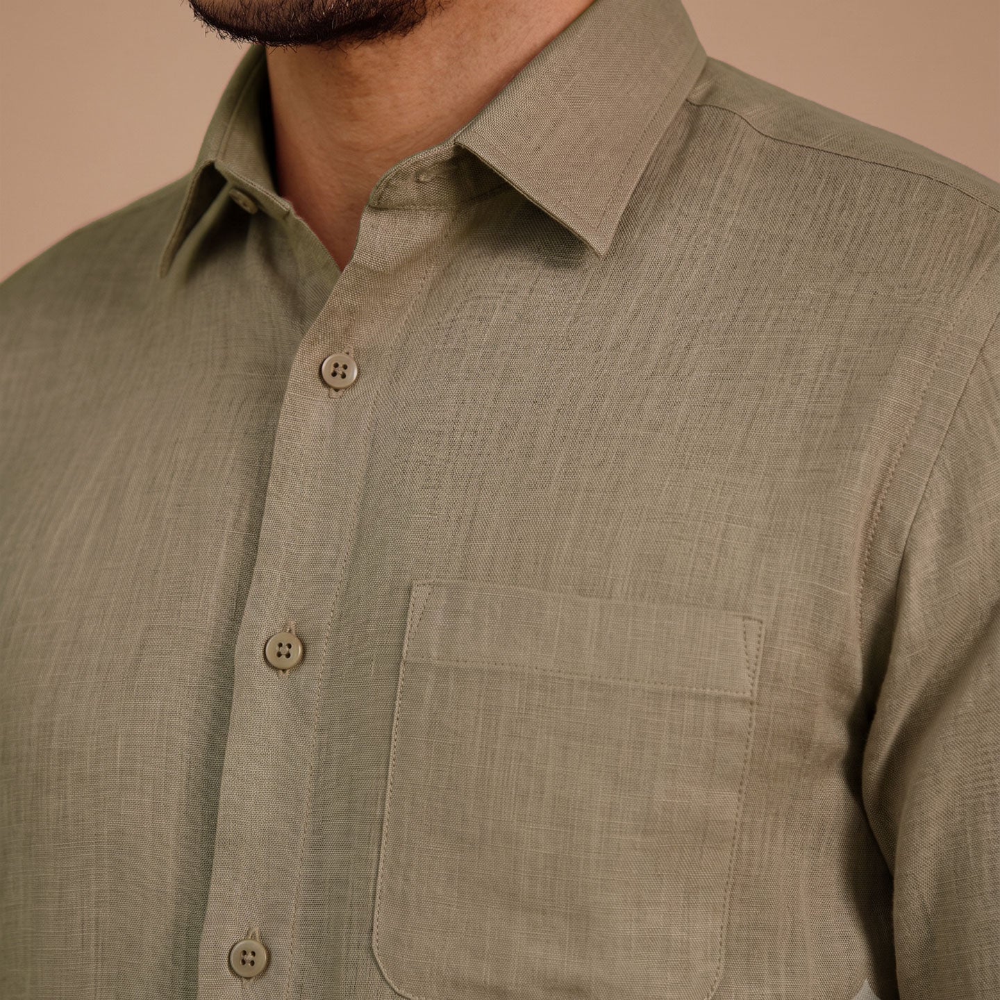 Cedar Pure Linen Full Sleeves Shirt In Caramel