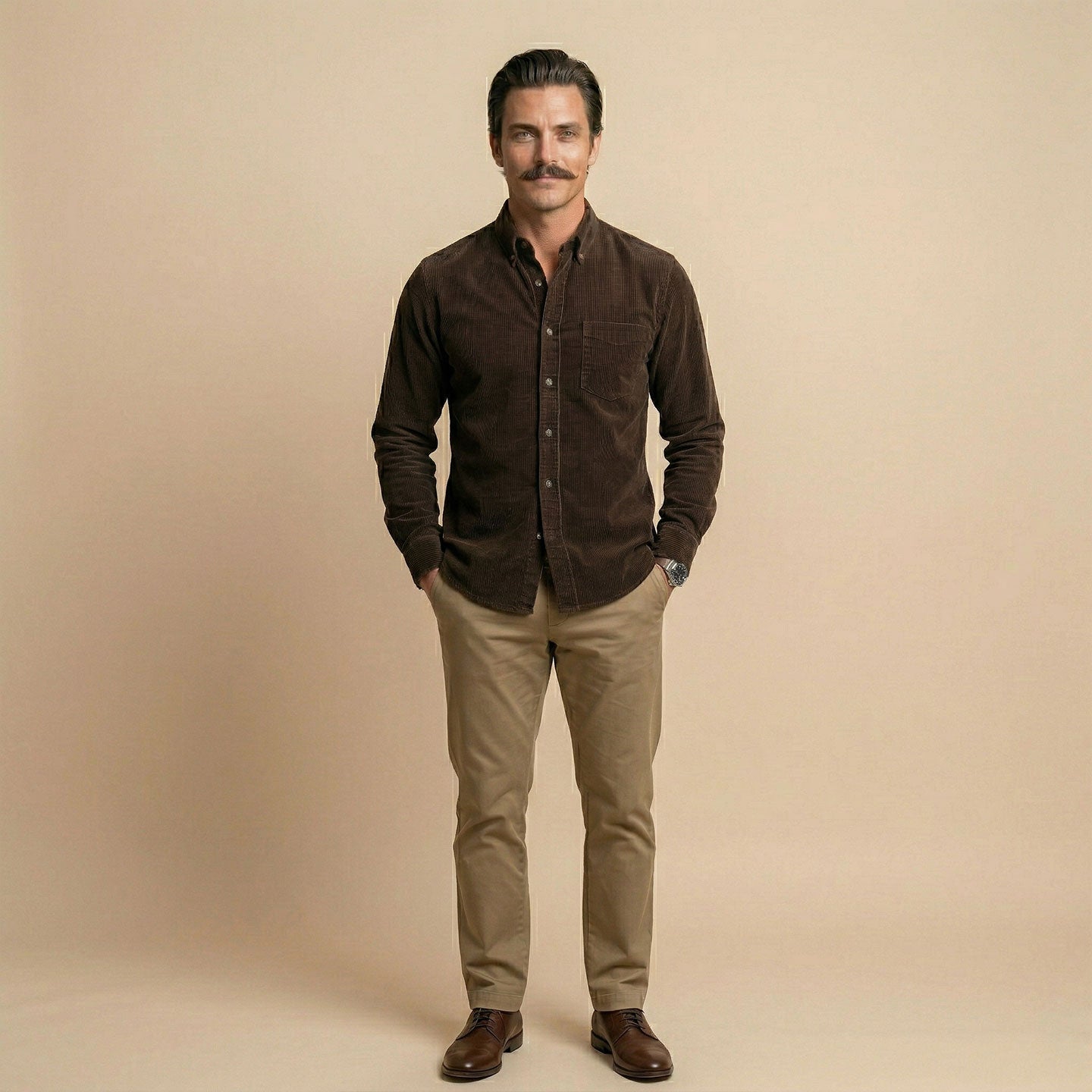 Cruise Corduroy Shirt In Chestnut