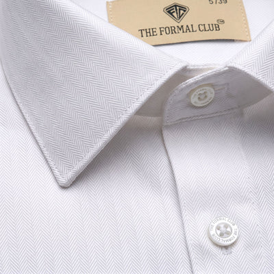 Imperial Herringbone 2 Ply Giza Shirt In Cloud White