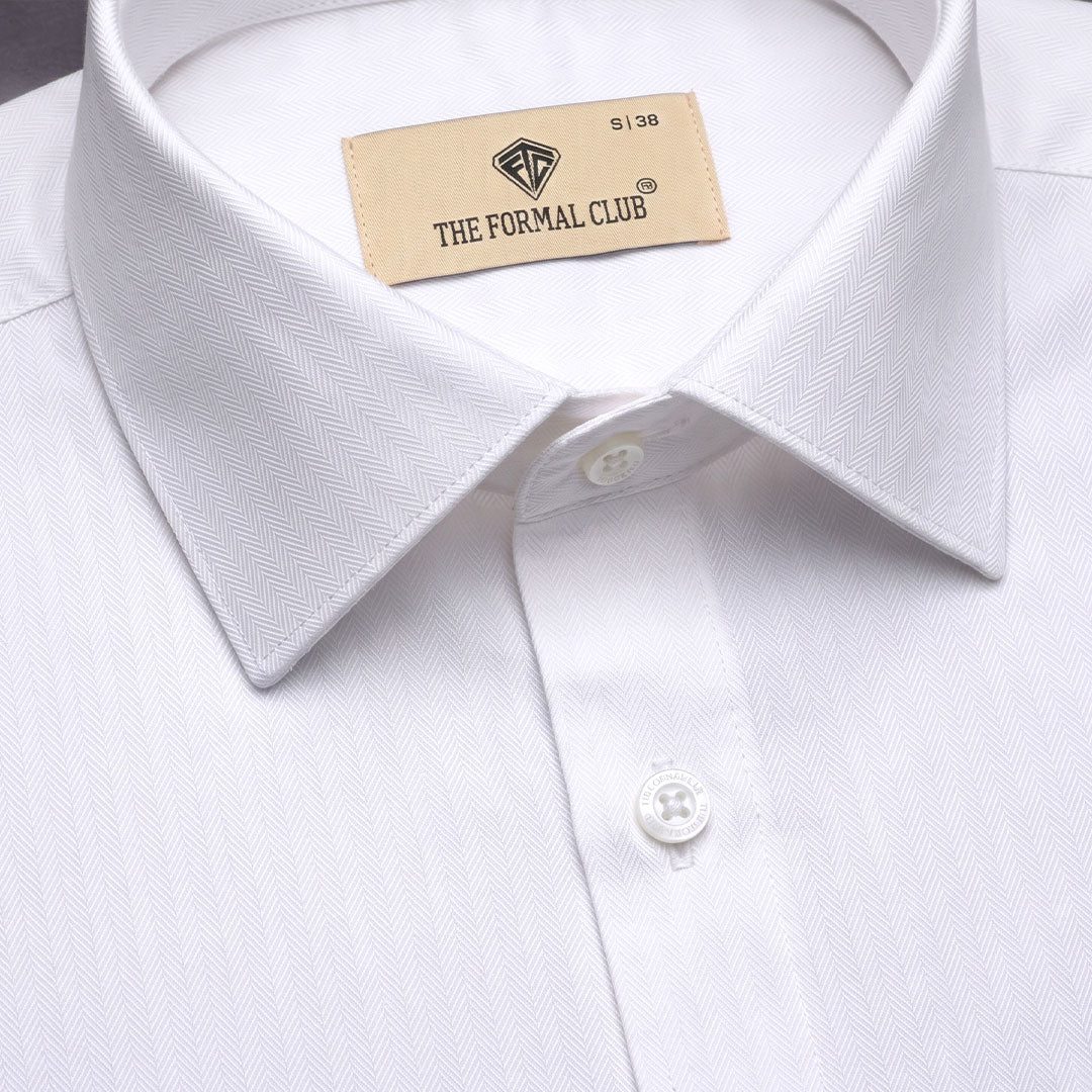 Imperial Herringbone 2 Ply Giza Shirt In Cloud White