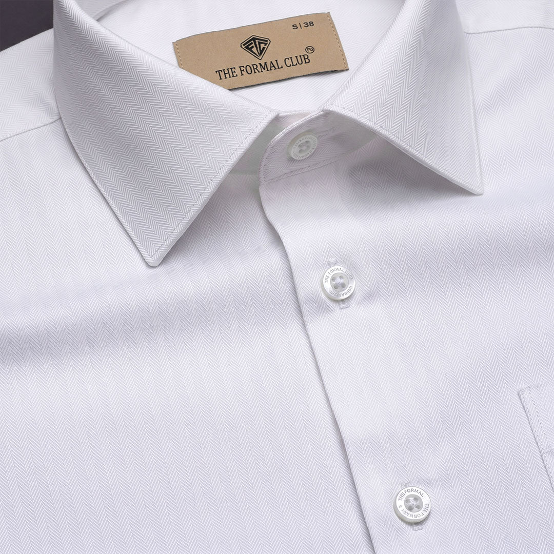 Imperial Herringbone 2 Ply Giza Shirt In Cloud White