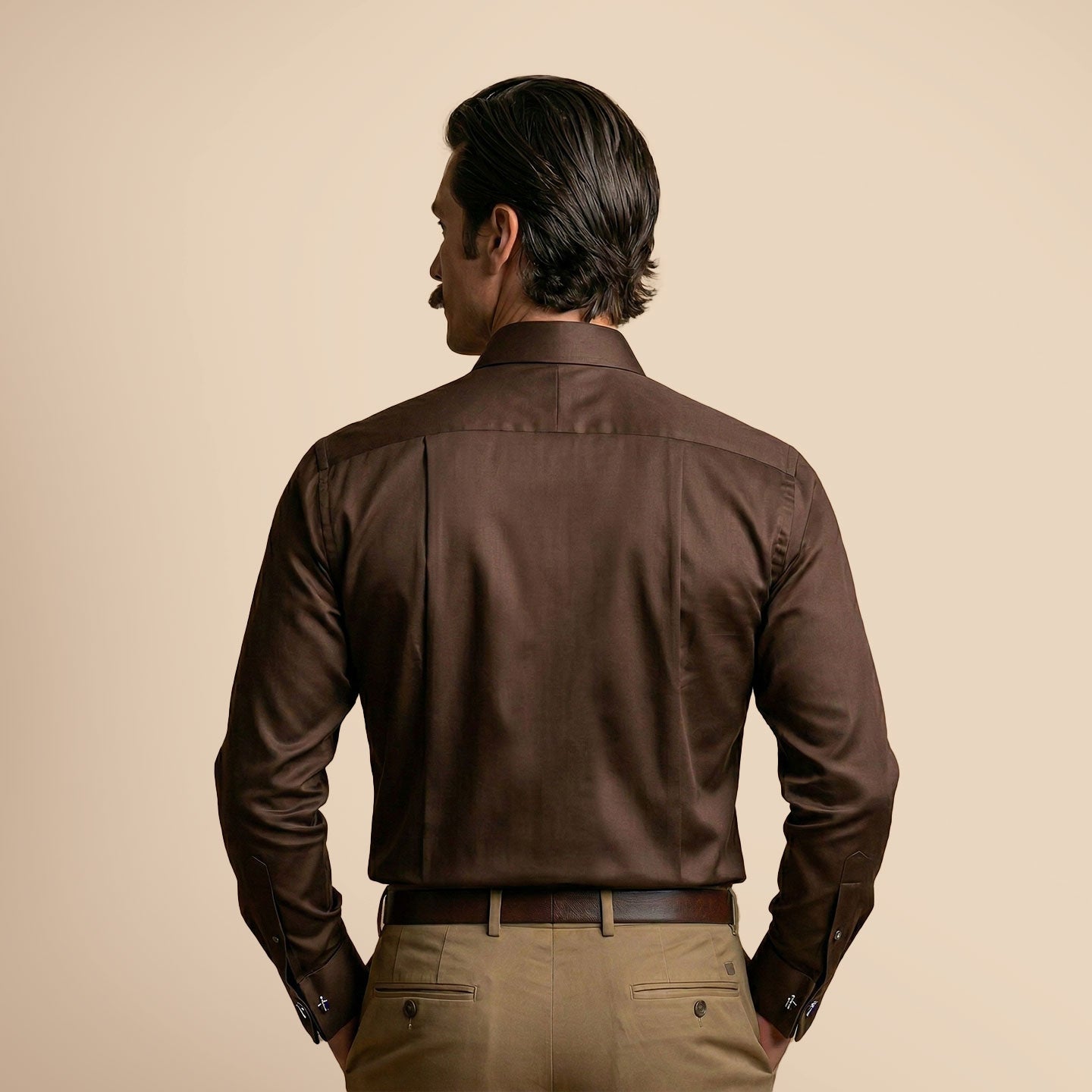 French Cuff Giza Cotton Shirt In Coffee