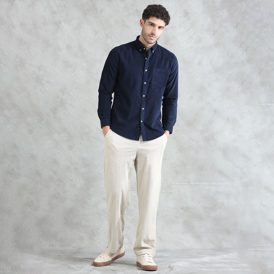 Cruise Corduroy Shirt In Navy Saphire