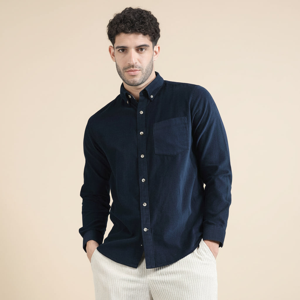 Cruise Corduroy Shirt In Navy Saphire
