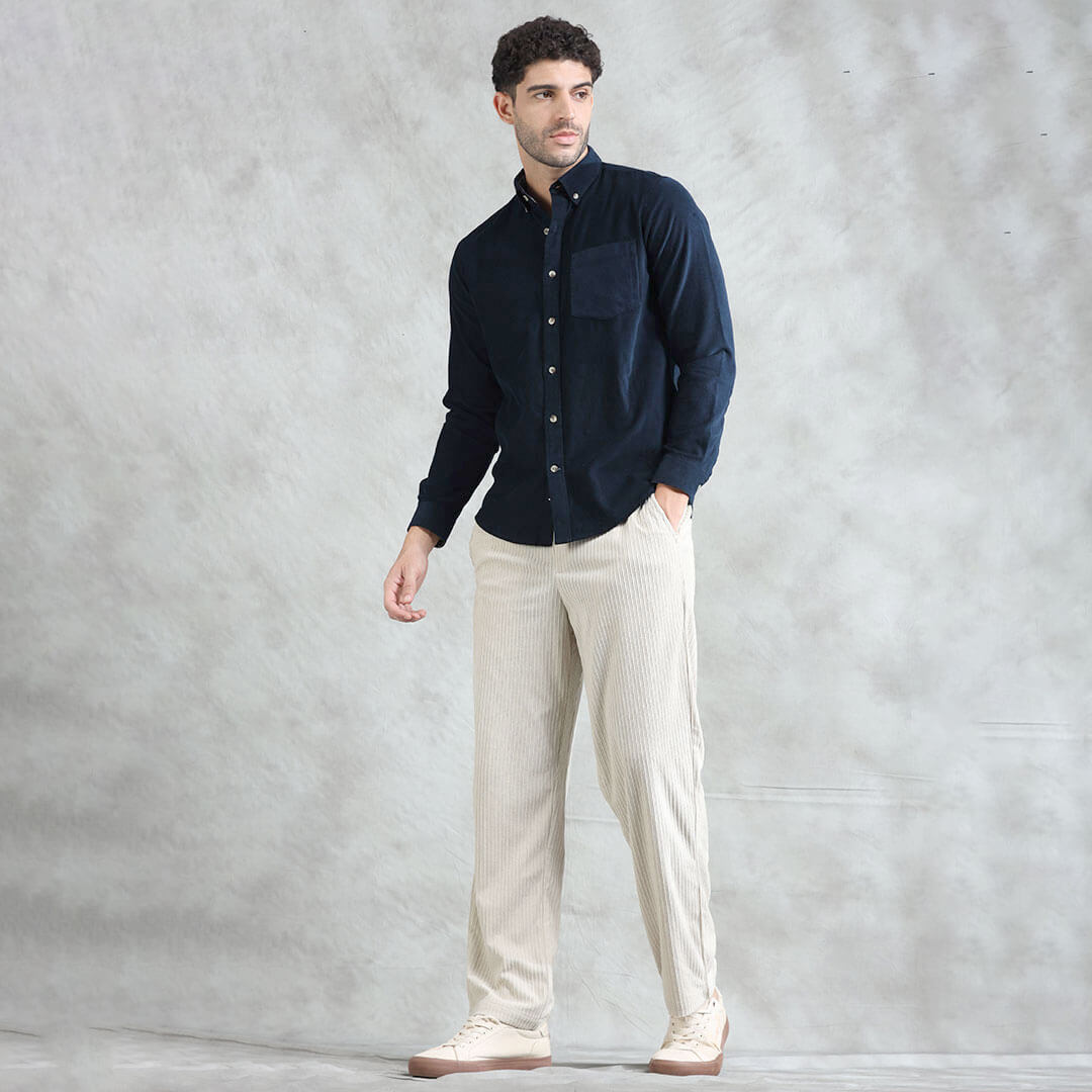 Cruise Corduroy Shirt In Navy Saphire