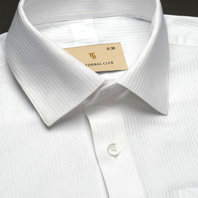 Crest Self Stripe French Cuff Giza Shirt In Cloud White