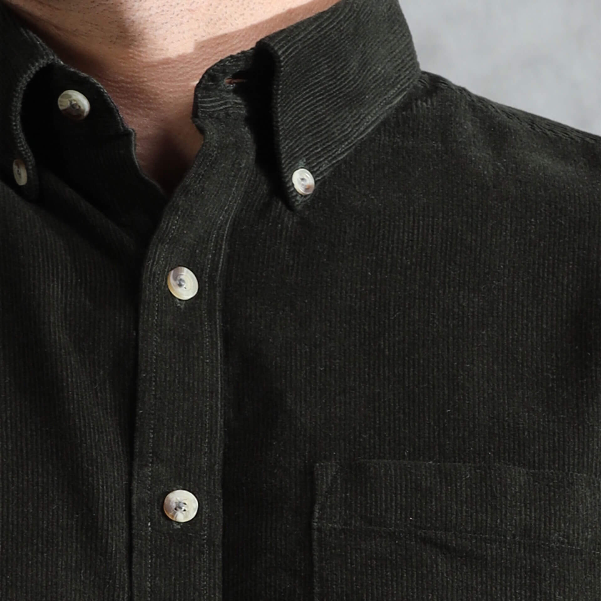 Versatile pine green men’s corduroy shirt by TFC