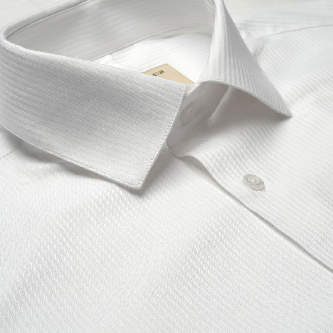 Crest Self Stripe French Cuff Giza Shirt In Cloud White