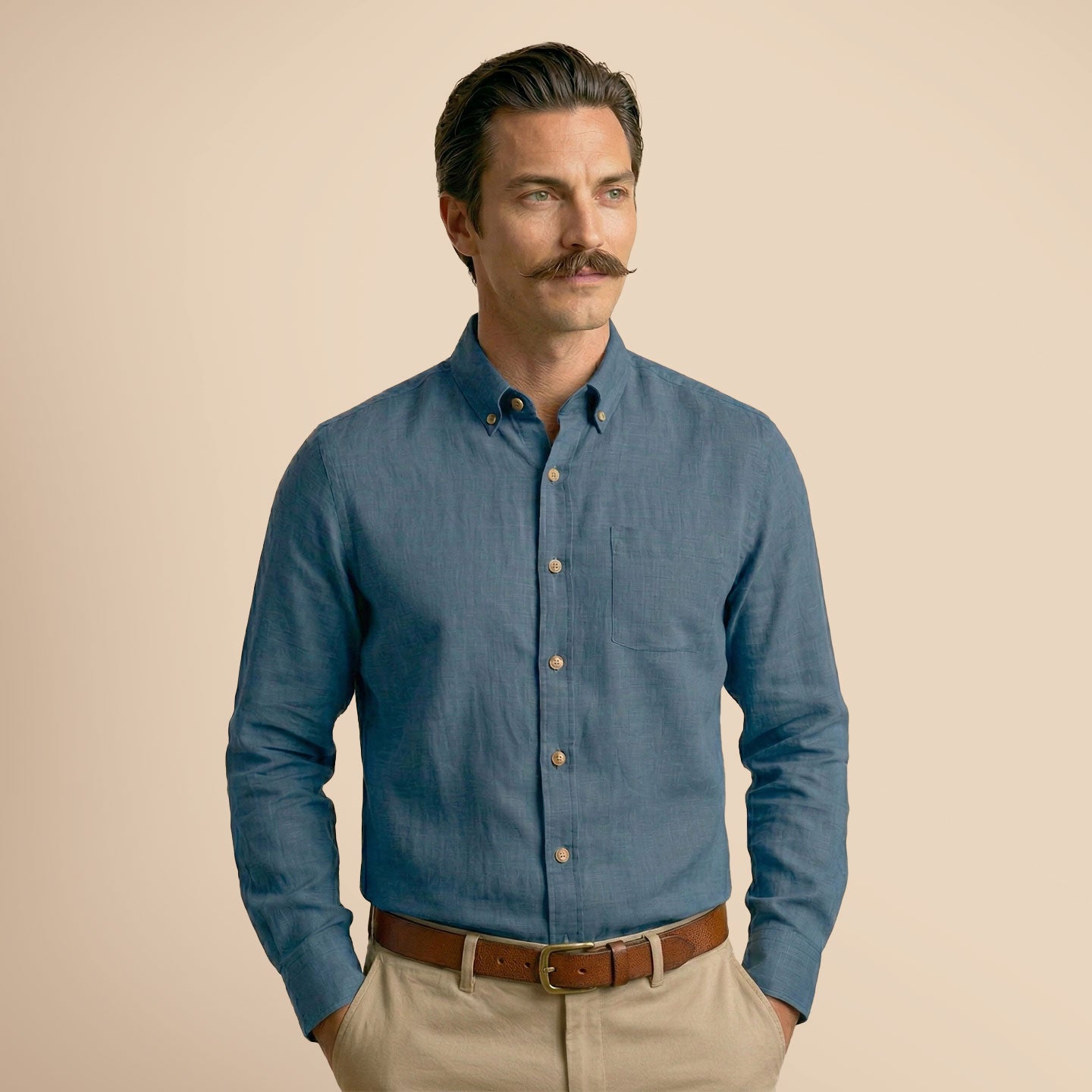 Breeze Linen Full Sleeves Shirt In Denim